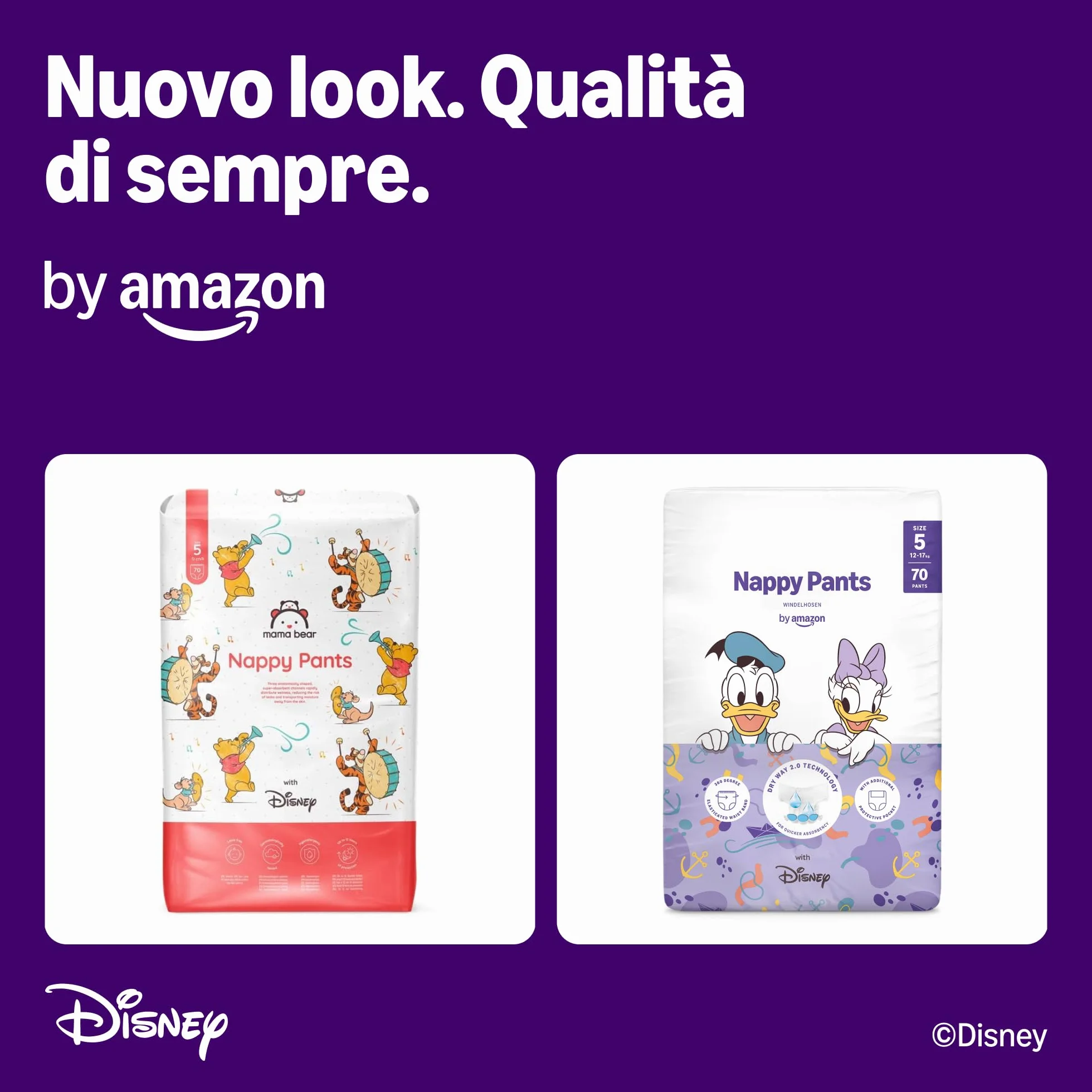 Pannolini Mutandina Disney Taglia 5 (12kg-17kg) 140 Pezzi Bianchi Confezione Mensile
