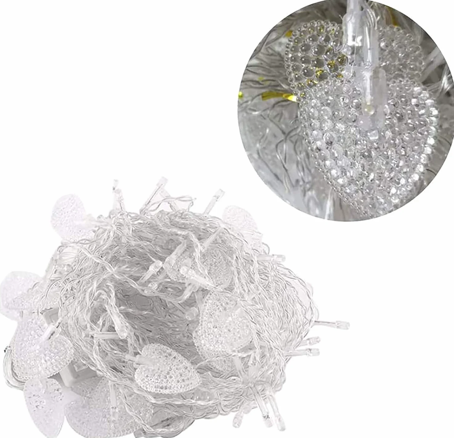 Luci fatate, Tenda Luminosa a Forma Cuore, 124 LED 124 LED 2M x 1.5M Tenda Luminosa a Forma Cuore Lampadario Porta USB Feste Camera Letto Matrimonio Decorare