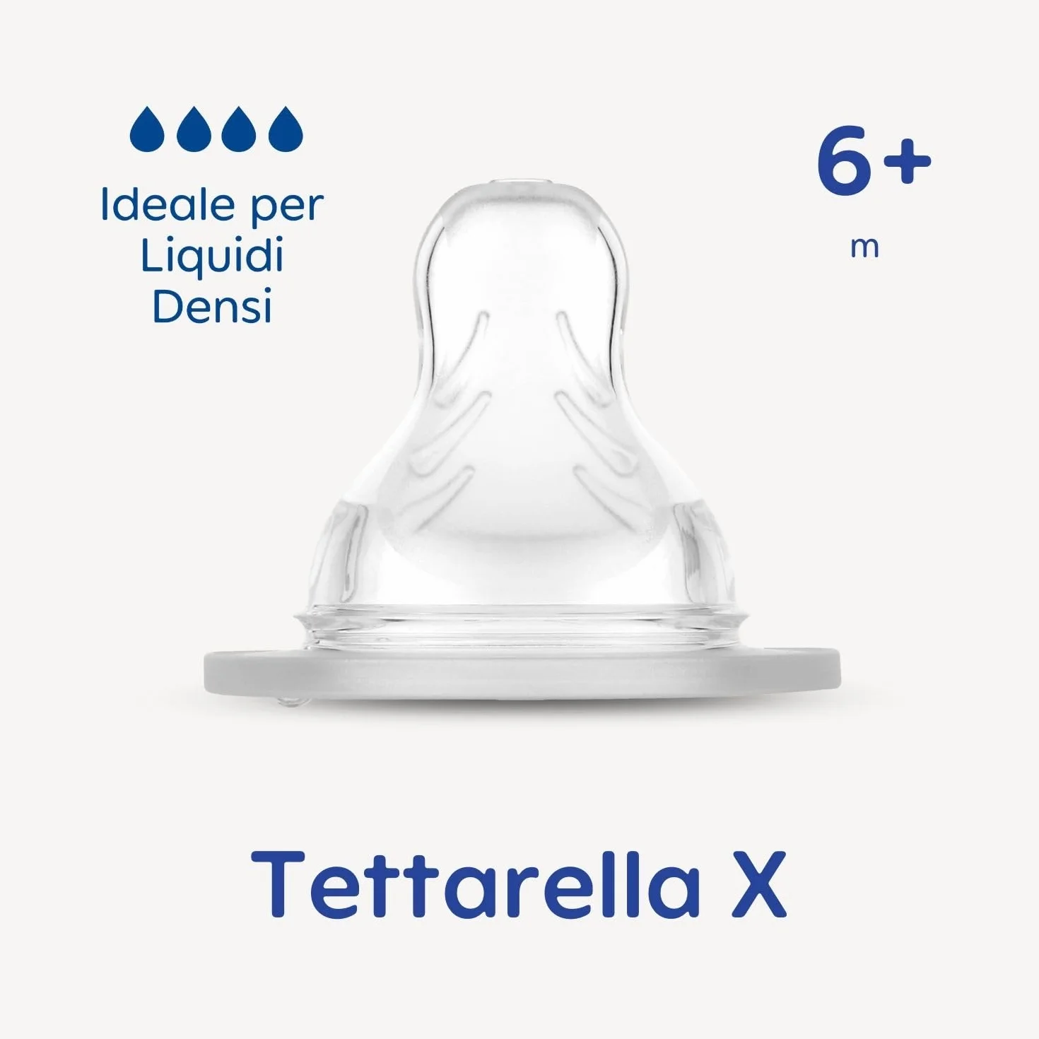 MAM Tettarella Misura X Set da 2, Silicone SkinSoft piatta e simmetrica per liquidi densi e pappe, accessori neonato 6+ mesi