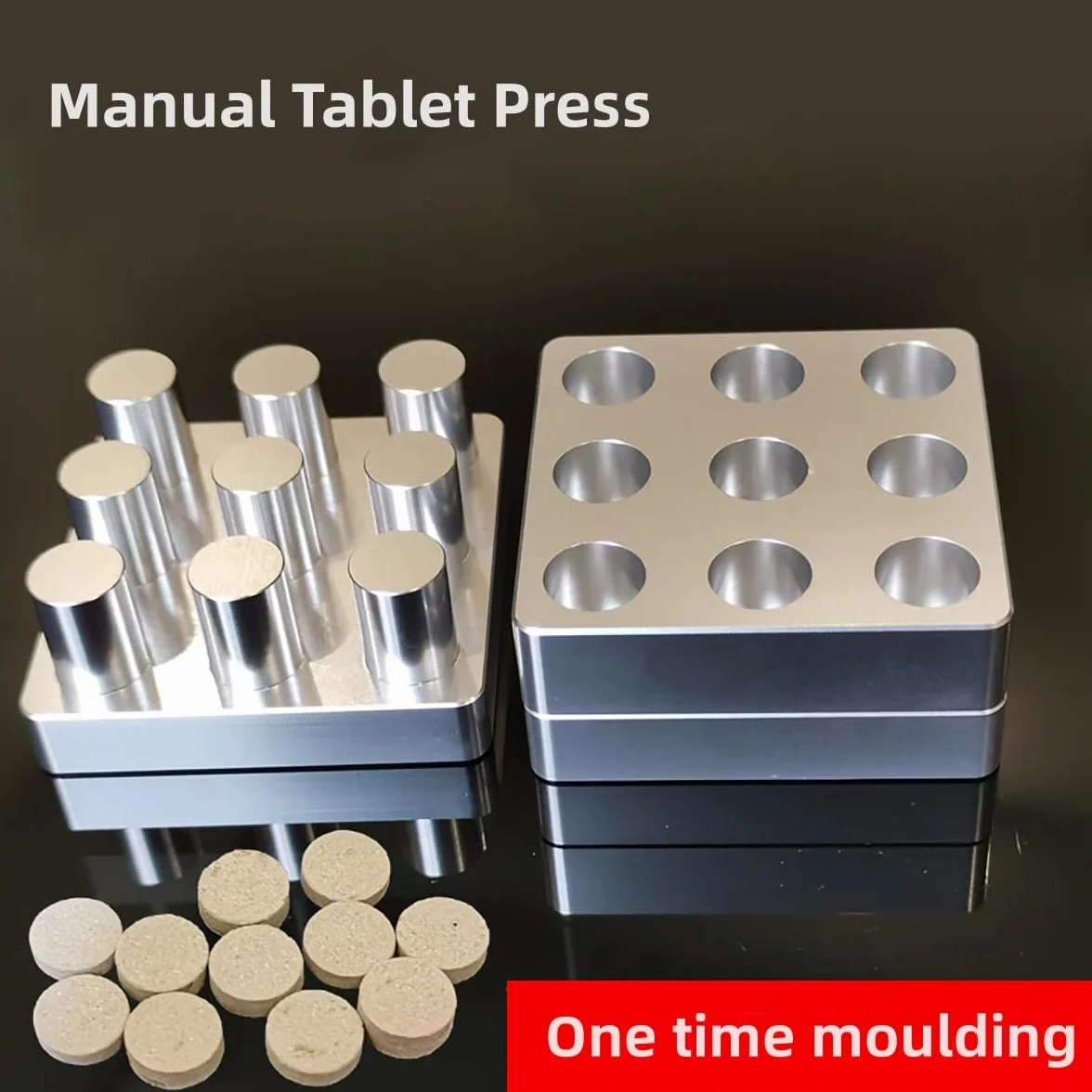 Piccola pressa per compresse di polvere in alluminio stampi per polvere di latte (9 fori)