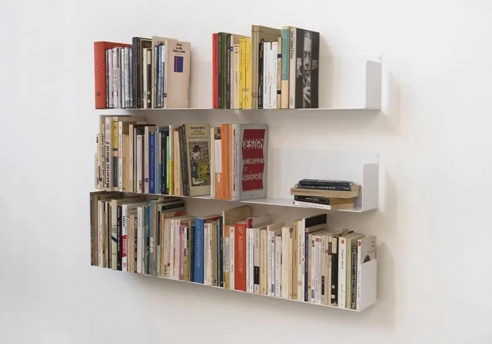 Mensole da Parete per Libri 45 cm Bianche Design Invisibile Minimalista Made in Italy