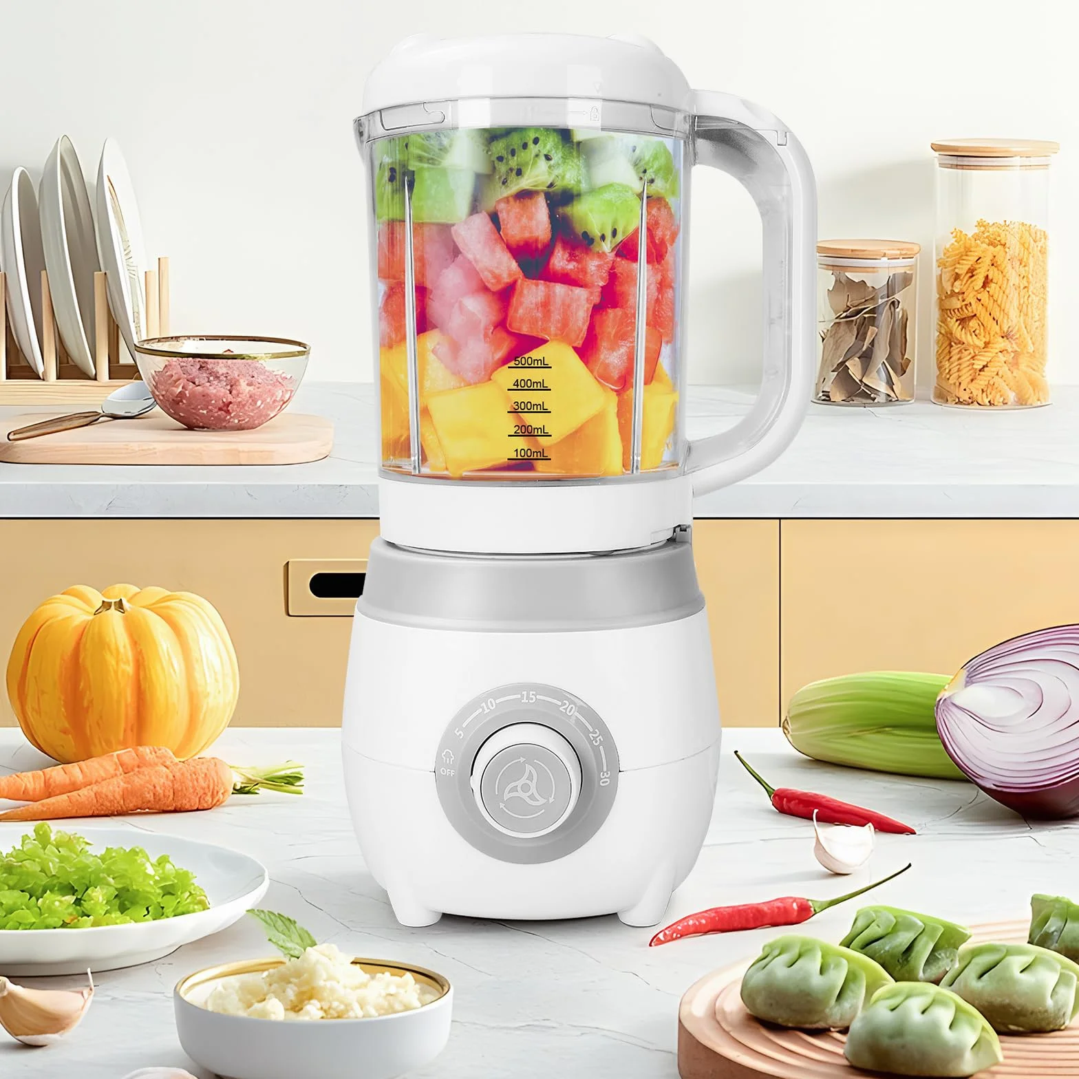 Cuocipappa per Bambini Robot Cucina 4 in 1 Sterilizzazione Biberon Cottura Vapore Frullatura Riscaldamento