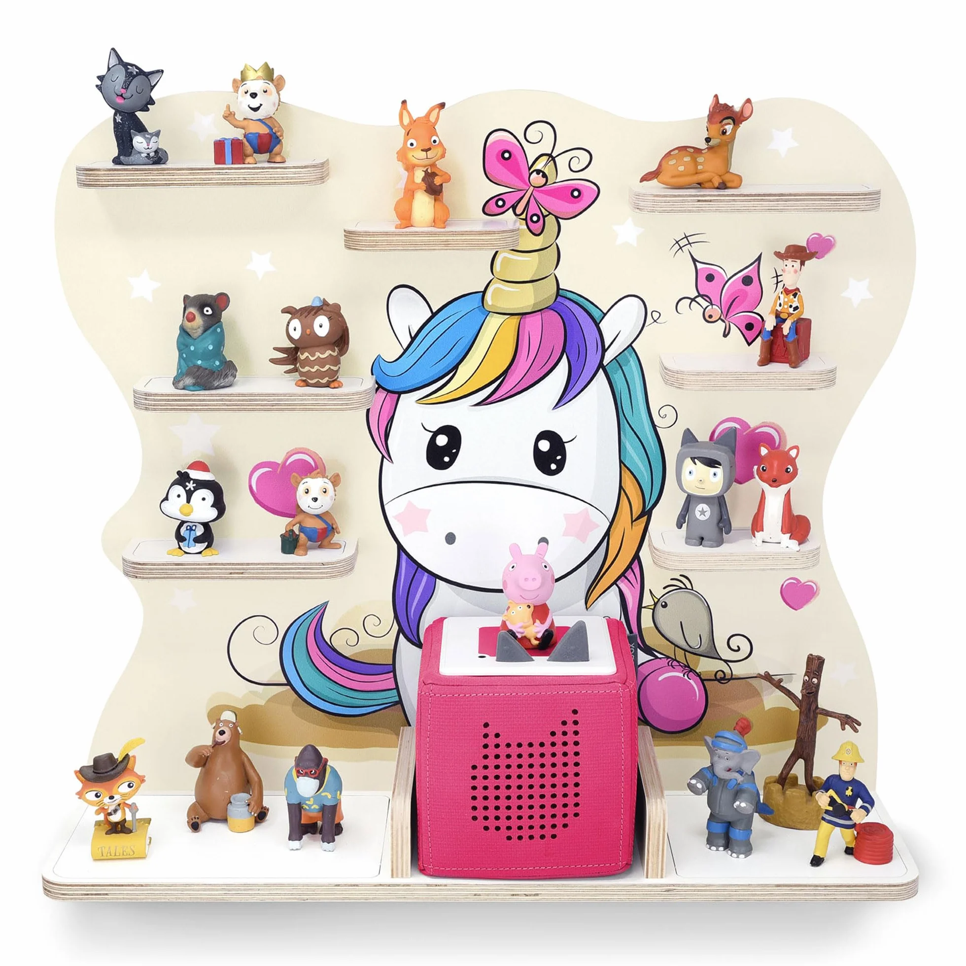 Stadtecken Scaffale per scatola musicale per bambini, per Toniebox e 50 tonies, pony grande