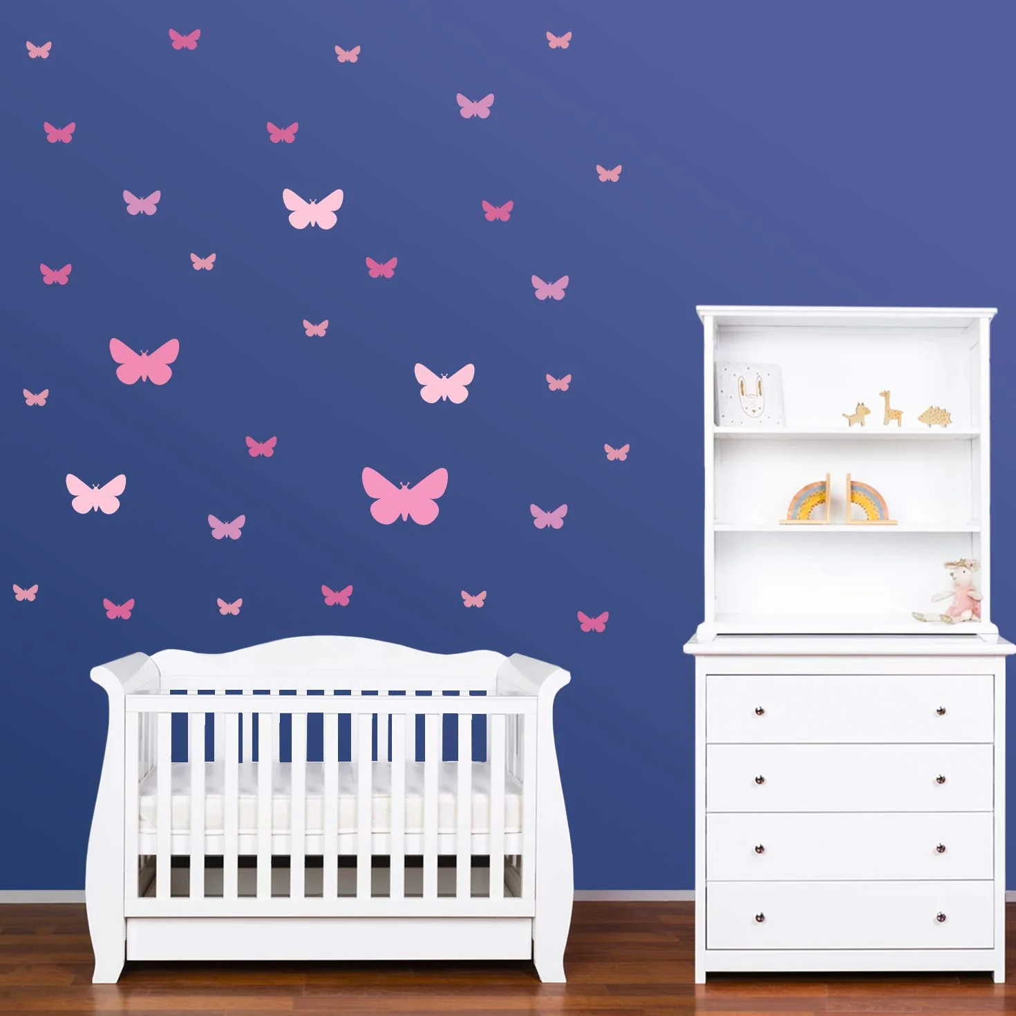 PREMYO Set 32 Adesivi Murali Farfalla - Wall Stickers Muro Cameretta - Decorazione Parete Camera da Letto Rosa