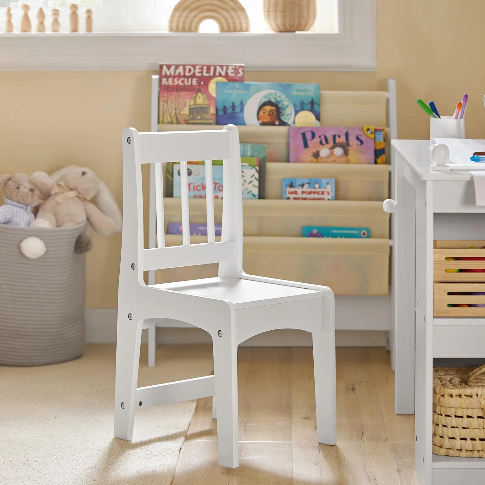 SoBuy KMB60-W Tavolino Bambini Set Tavolo e Sedie Multiattività 2 Ripiani Bianco 80x54x65,5cm
