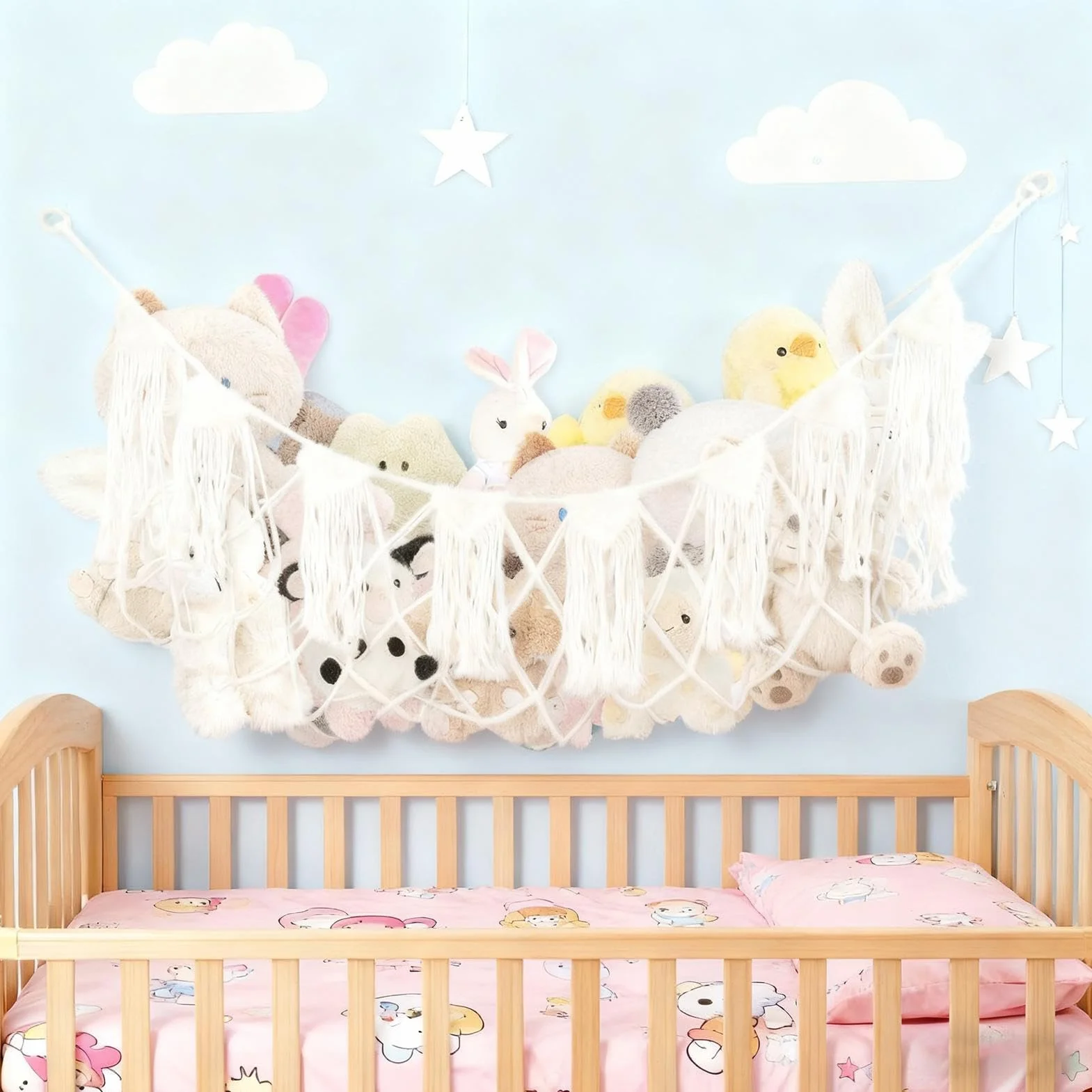 Rete portaoggetti per animali di peluche, grande, decorazione per la stanza, per organizzare la cameretta dei bambini