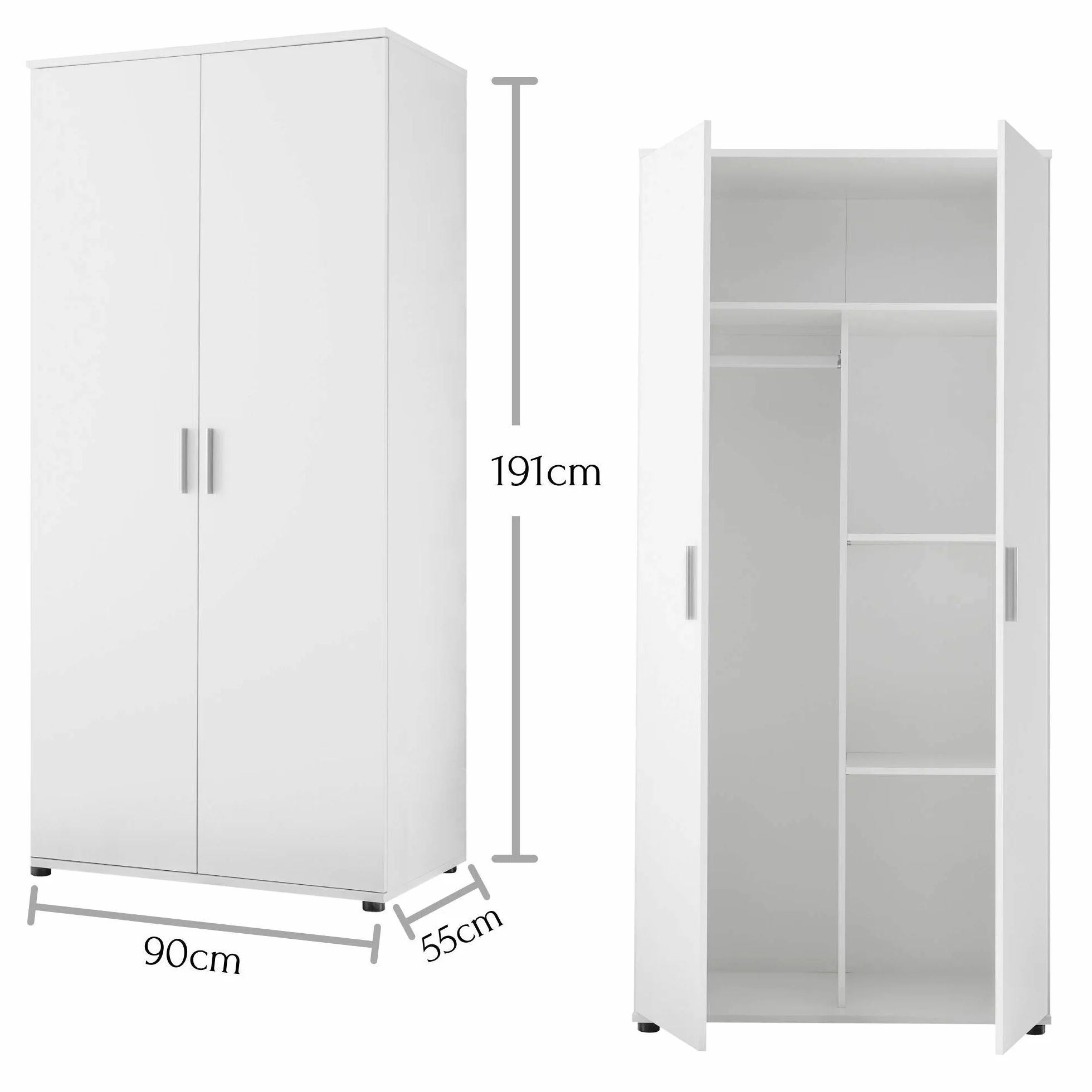 Stella Trading Bibo Armadio bianco 90x191x55 cm