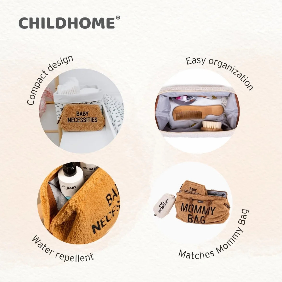 CHILDHOME Astuccio da toilette per neonato/bambino idrorepellente chiusura lampo leopardo