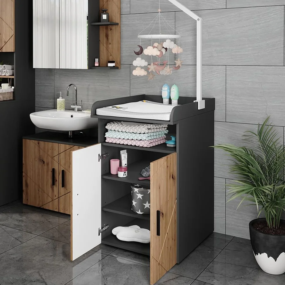 Vicco Fasciatoio Irma 60 x 97 cm Antracite/Rovere dorato con unità di cambio