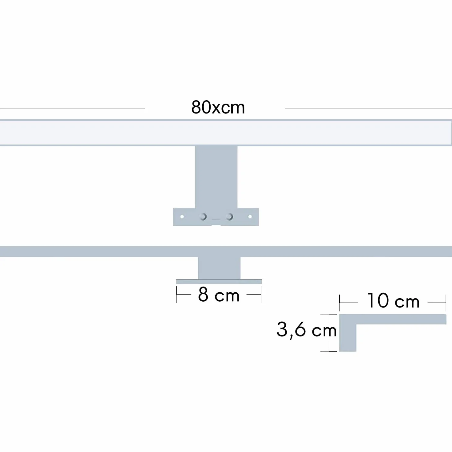 kalb | 80cm LED lampada da bagno lampada a specchio lampada a specchio 230V, grigio argento (bianco neutro)