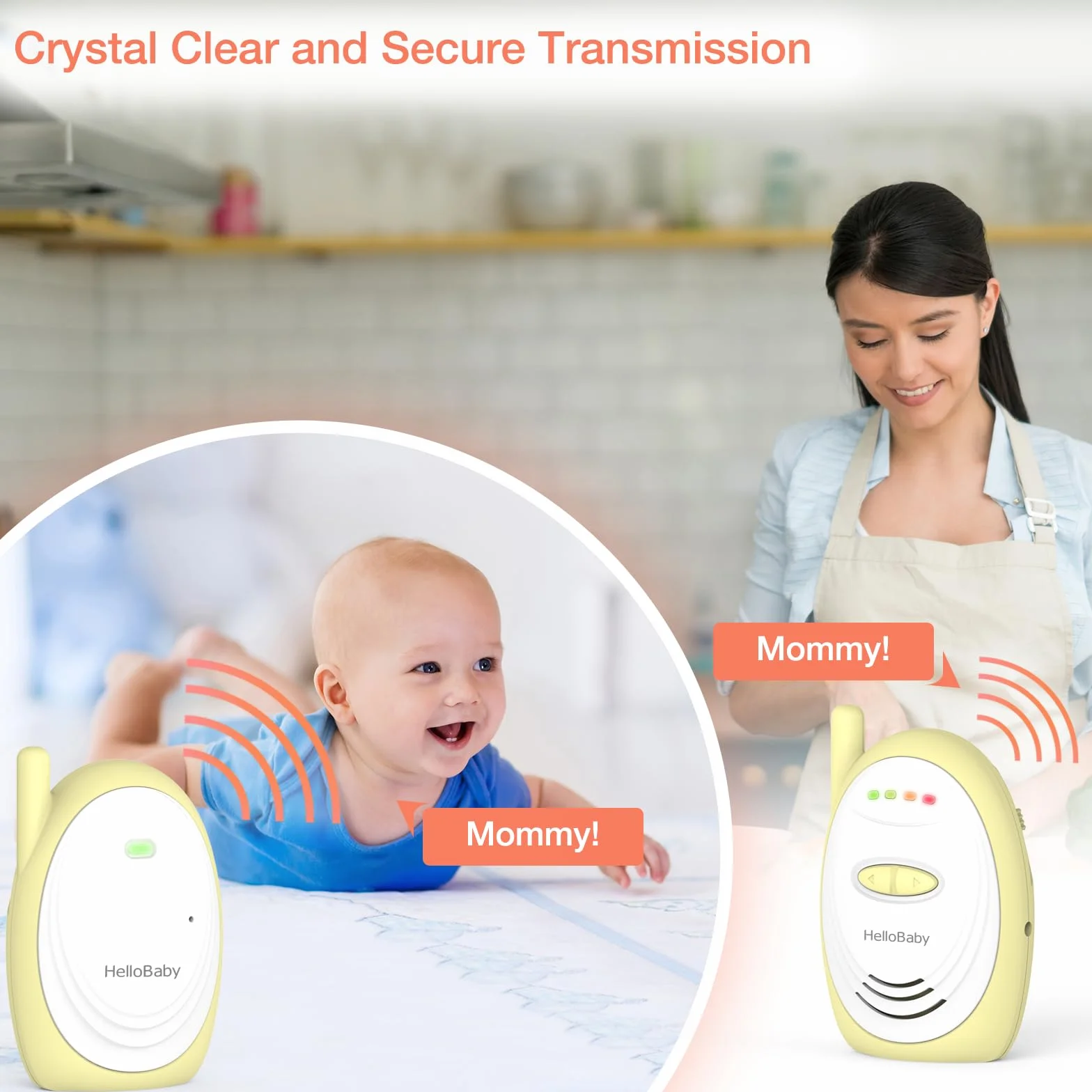 HelloBaby Monitor audio VOX 2,4 GHz 300 m giallo