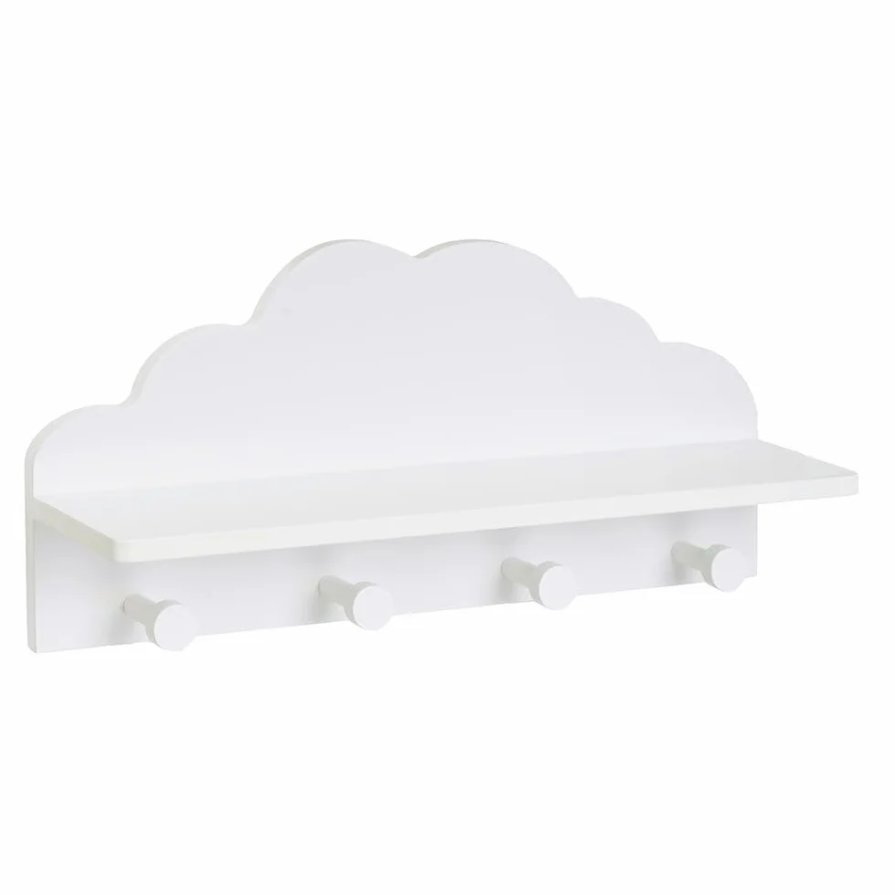 LOLAhome Appendiabiti da parete per bambini design nuvola bianco 48 cm 4 ganci