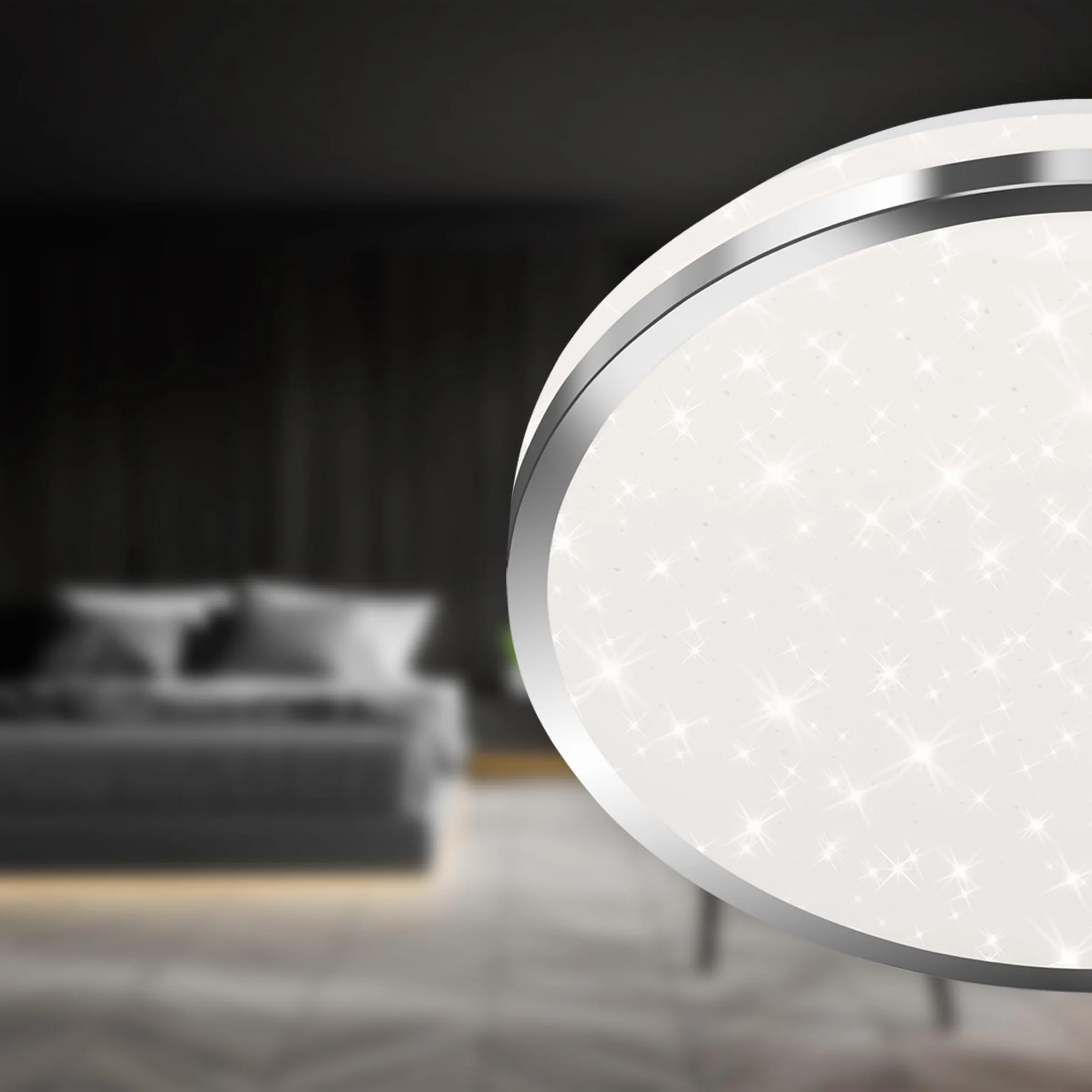 BRILONER Leuchten Plafoniera a LED, Lampada da soffitto con Fantasia a Stelle, per Il Bagno, IP44, 12 Watt, 1.200 Lumen, 4.000 Kelvin, Cromo, 280x70mm (DxH), Bianco Cromato