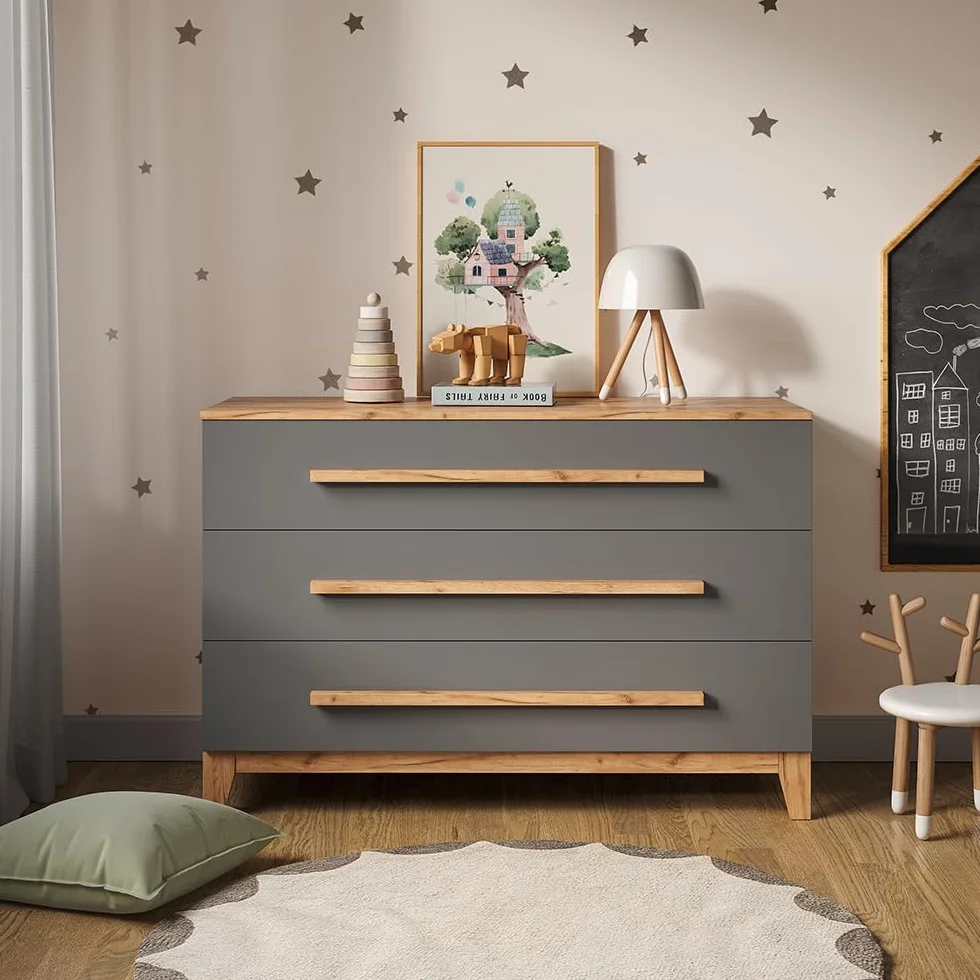 VitaliSpa Fasciatoio Malia Grigio Artisan 133.2 x 98 cm 3 cassetti rimovibile cassettiera