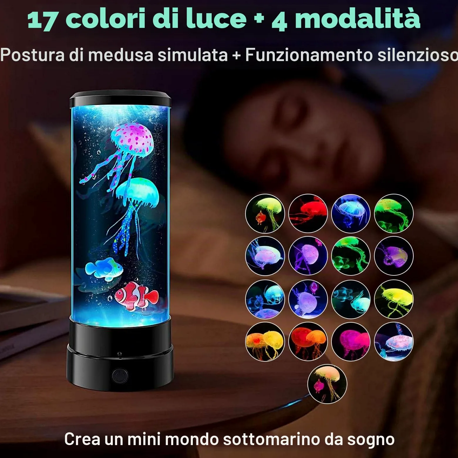 12" Lampada Medusa, Jellyfish Lamp con Telecomando 17 Colori 4 Modalità, Lavalamp Acquario Medusa Glow Luci Notturna per Bambini e Adulti, per Relax Nursery e Decorazione Della Casa