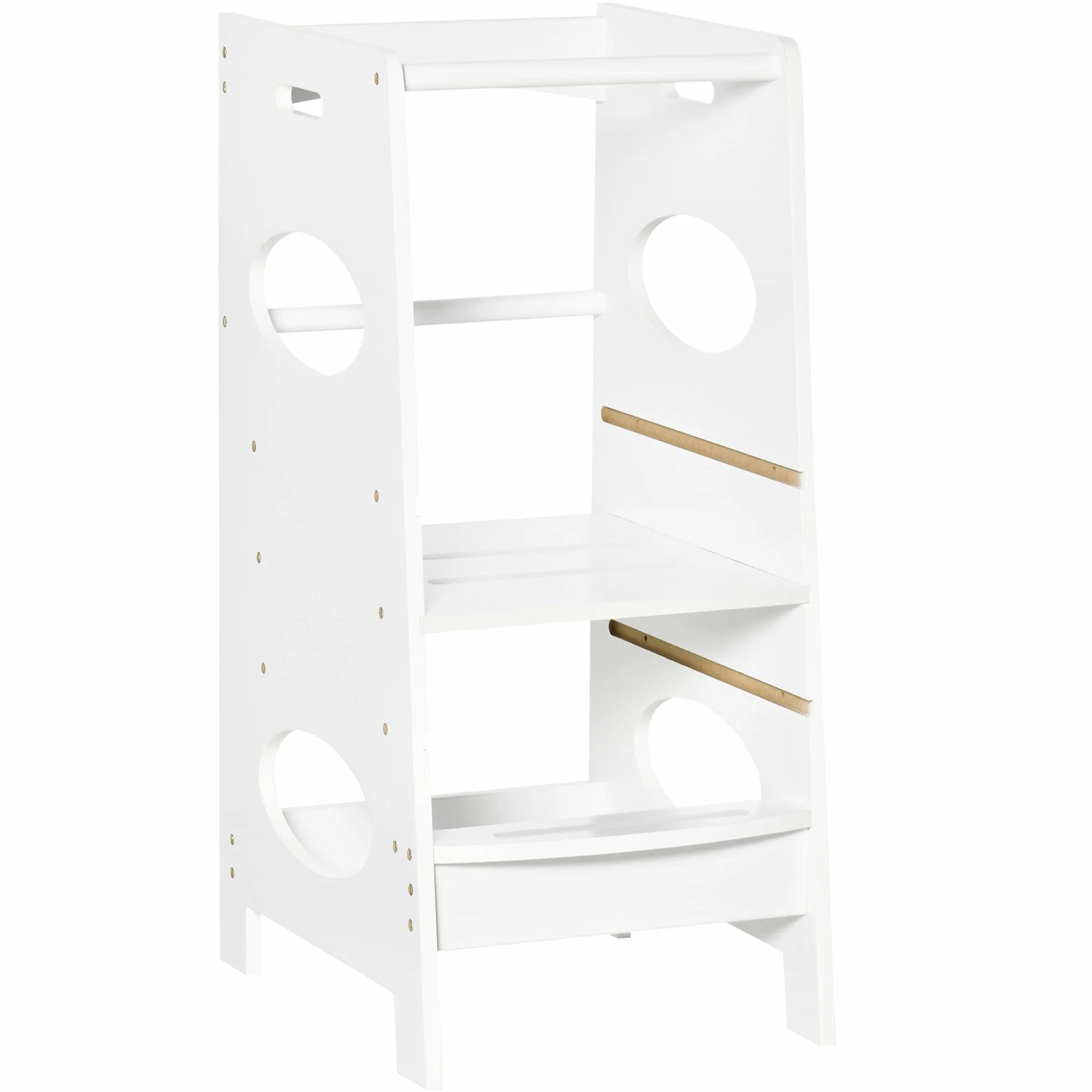 HOMCOM Torre Montessoriana Regolabile 3 Livelli, Torre Apprendimento Bambini Legno Bianco