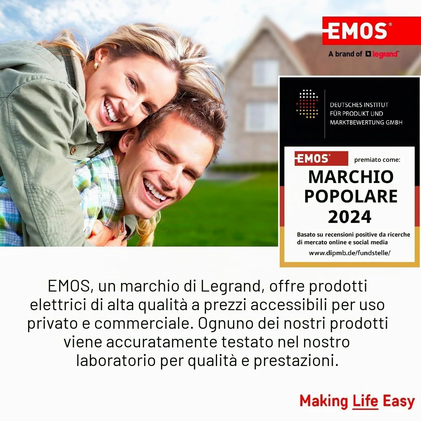 EMOS - Luce notturna a LED 2 pezzi con cuscinetti adesivi – 2 x luci di orientamento alimentate a batteria (3 x AAA), per bambini e anziani – Lampada a pressione da incollare – Luminosità 15 lm