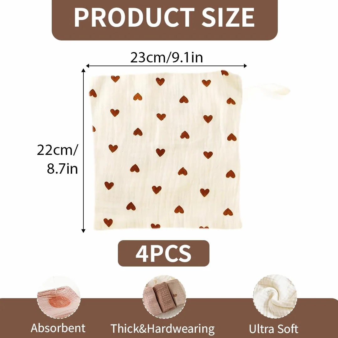 Panni Neonato Cotone Mussole Asciugamani Bambini 25.5 x27.5cm Morbido Assorbente Mussola A Grana Motivo floreale