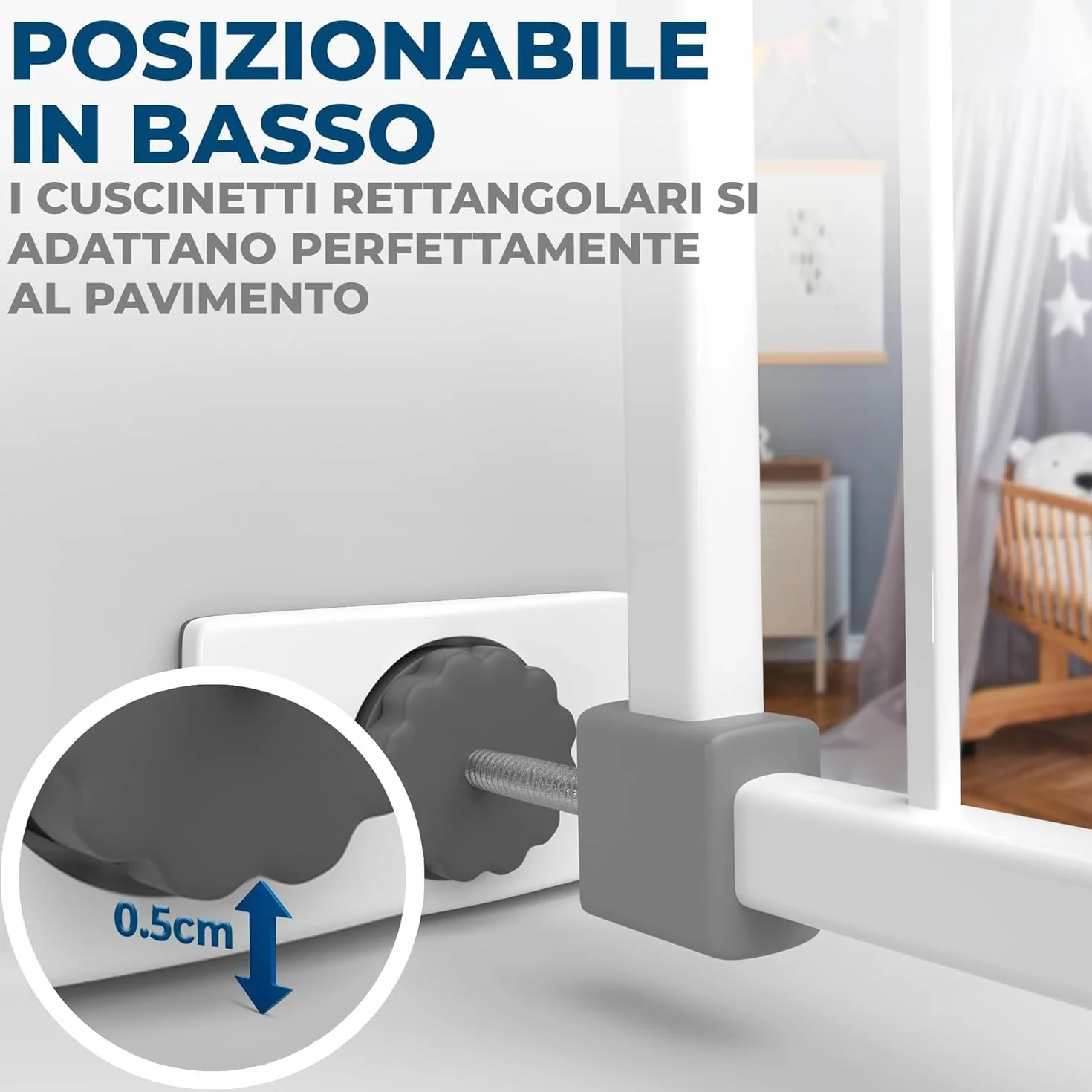 Hoffenbach 4x Protezioni Antiscivolo per Cancelletto per Bambini, Scale e Porte, Adatte anche per Cani, Senza Forare