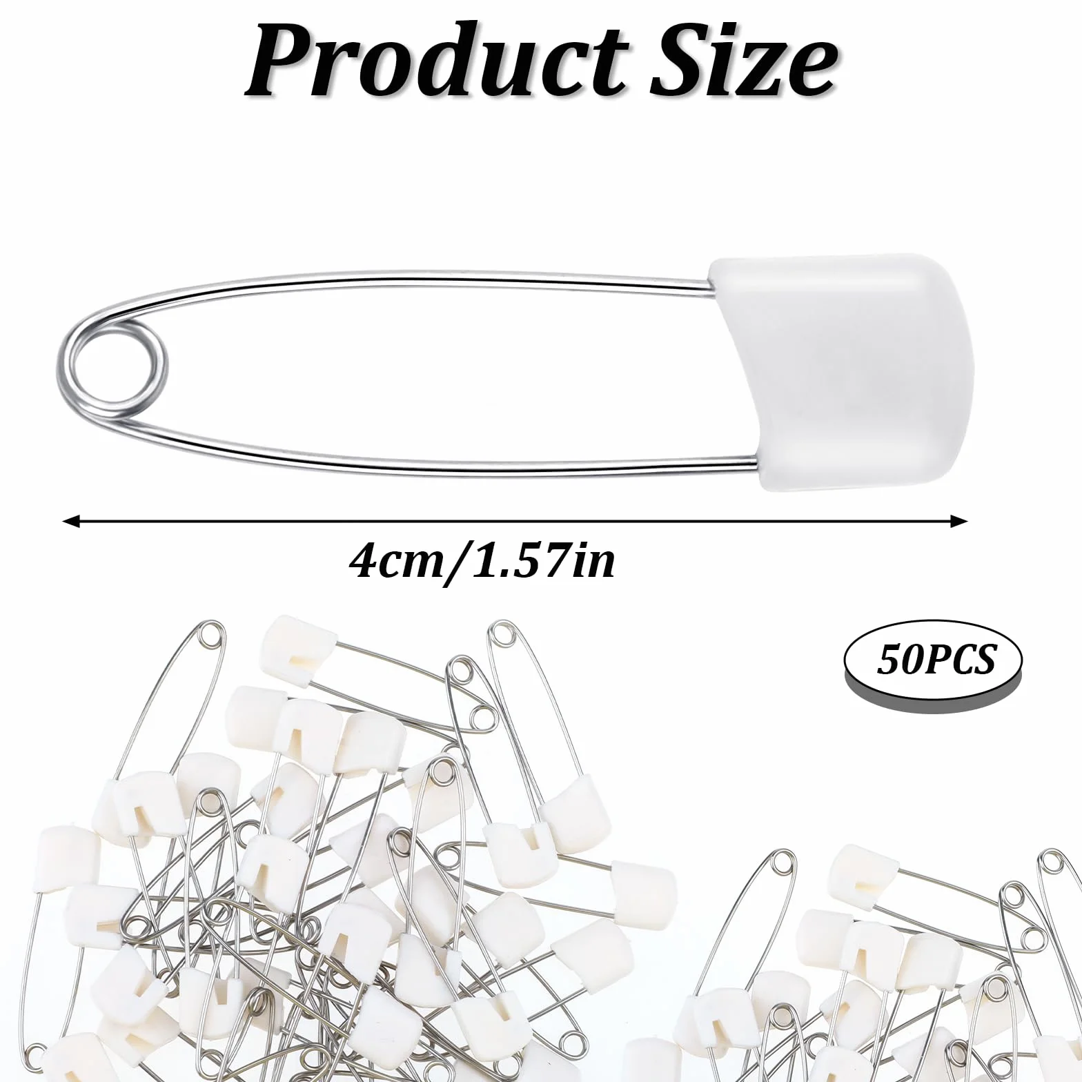 Giantree 50 aghi per pannolini 4 cm spille di sicurezza bianco