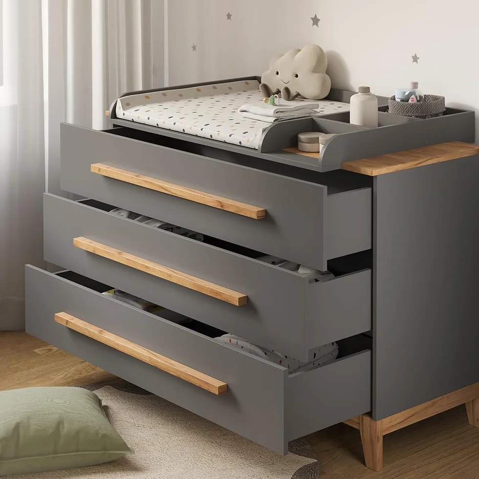 VitaliSpa Fasciatoio Malia Grigio Artisan 133.2 x 98 cm 3 cassetti rimovibile cassettiera