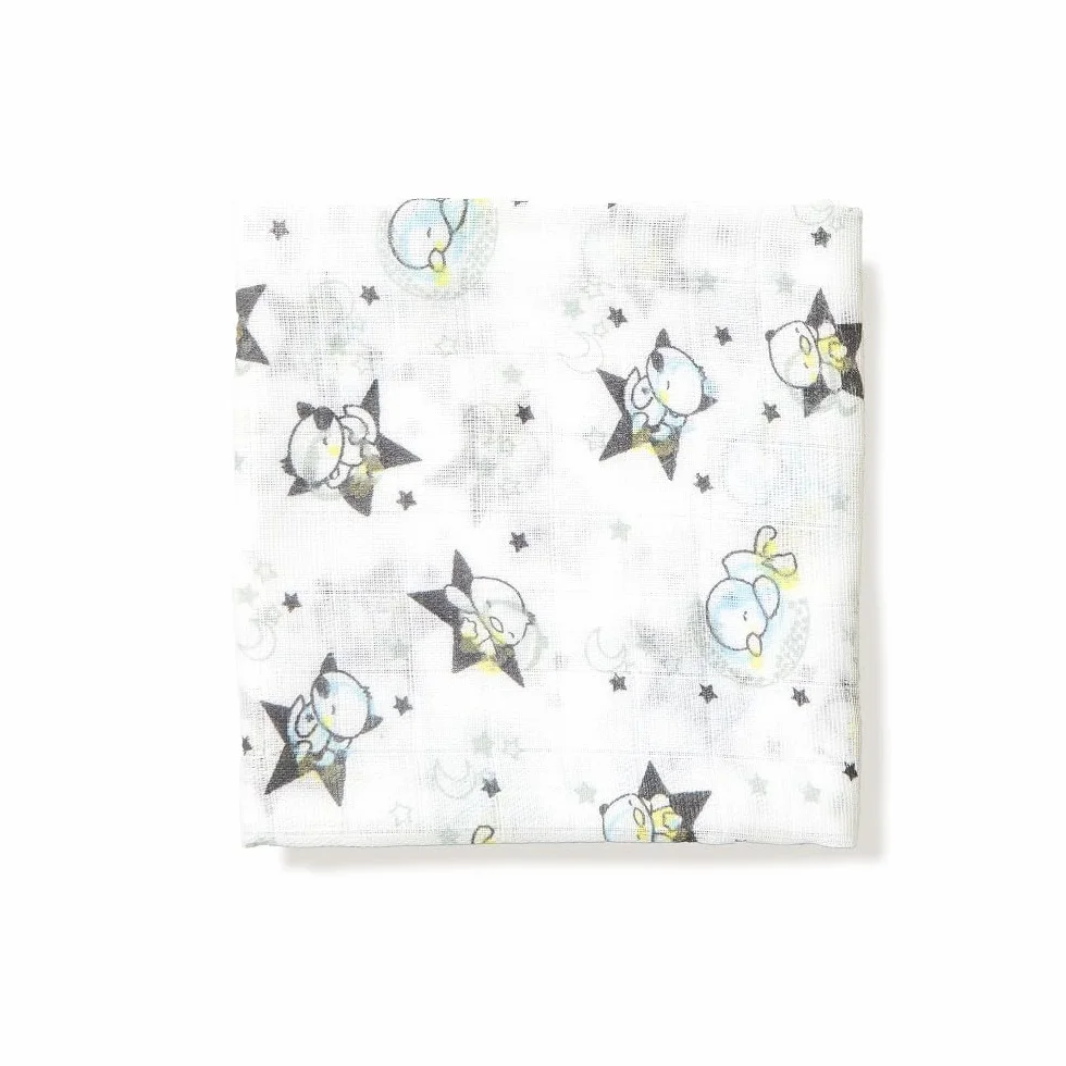Interbaby Mussola Di Cotone Neonato Con Stampe Grigie 200 g