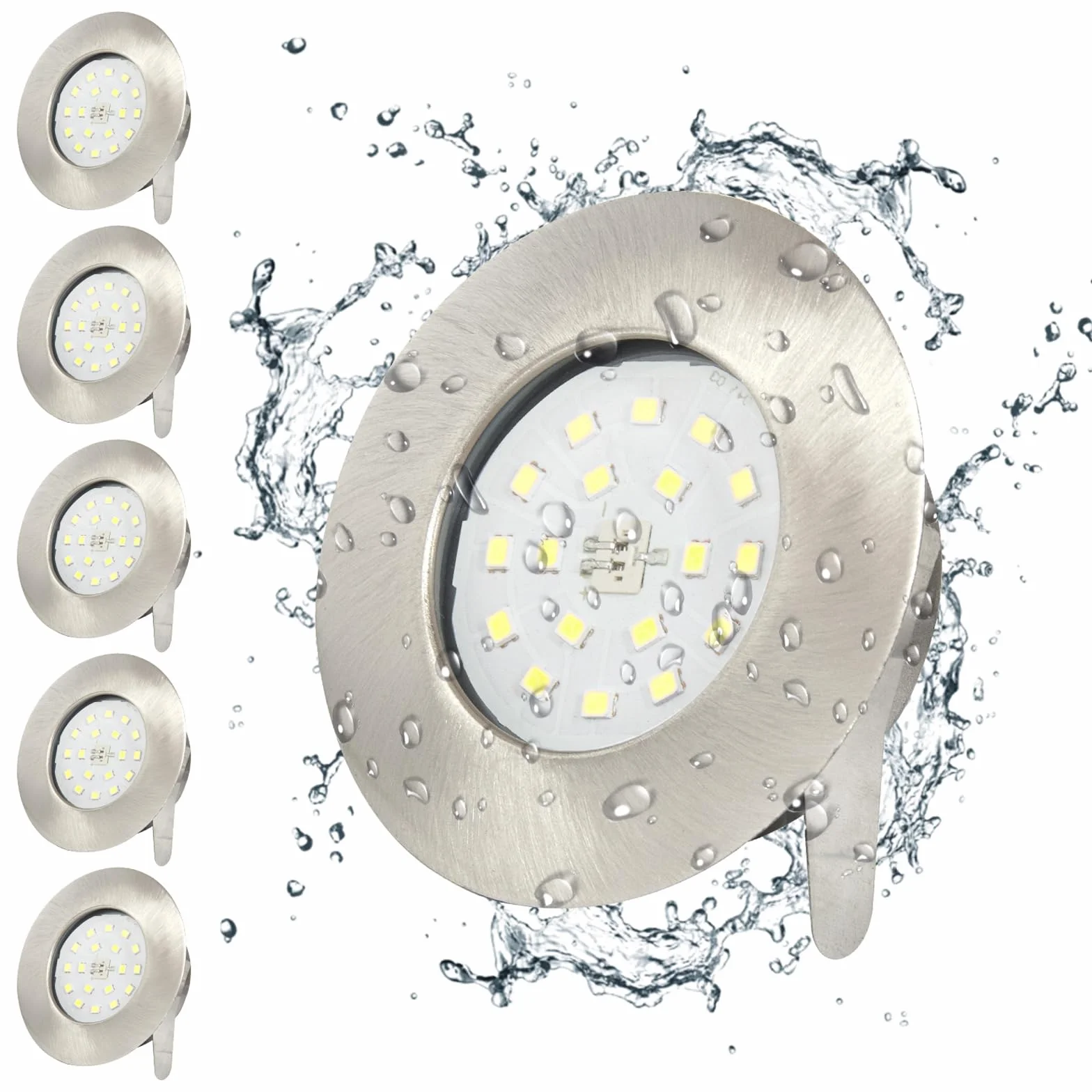 Faretti LED da Incasso per Cartongesso 5W,IP44 Luce Fredda 500LM,Foro 60-68mm per Bagno Cucina,Esterno Ultra Slim 30mm,Faretti Led Soffitto Inox 220V Set di 6
