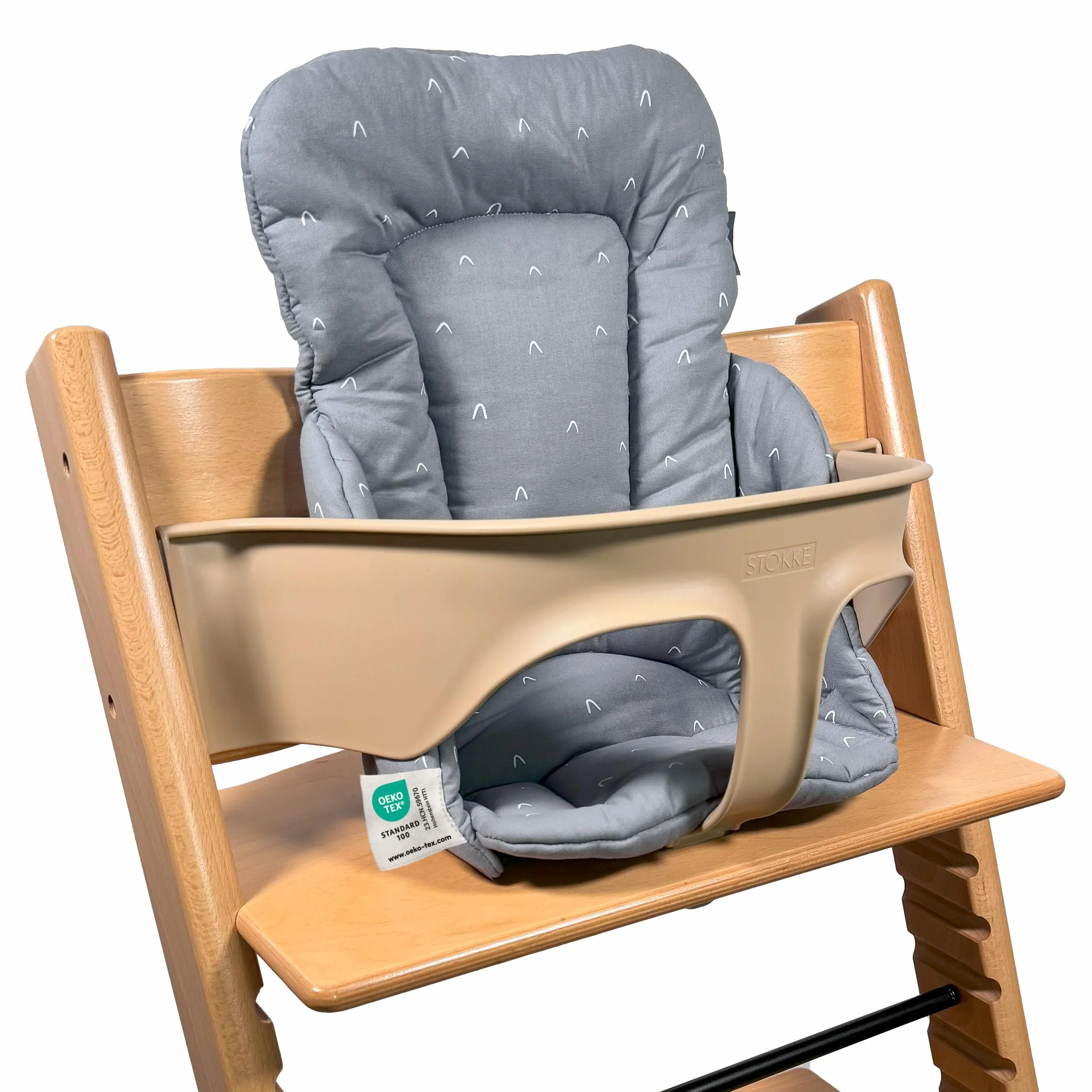 LaLoona Cuscino Riduttore Seggiolone per Stokke Tripp Trapp, Cotone, OEKO-TEX Standard 100, Lavabile in Lavatrice, Grigio