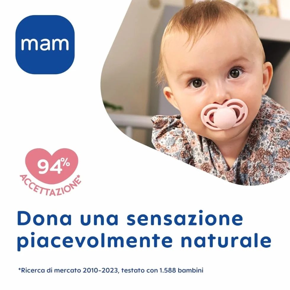 MAM Perfect Night Ciuccio 16+ Mesi Set da 2, Silicone che si Illumina al Buio, Azzurro