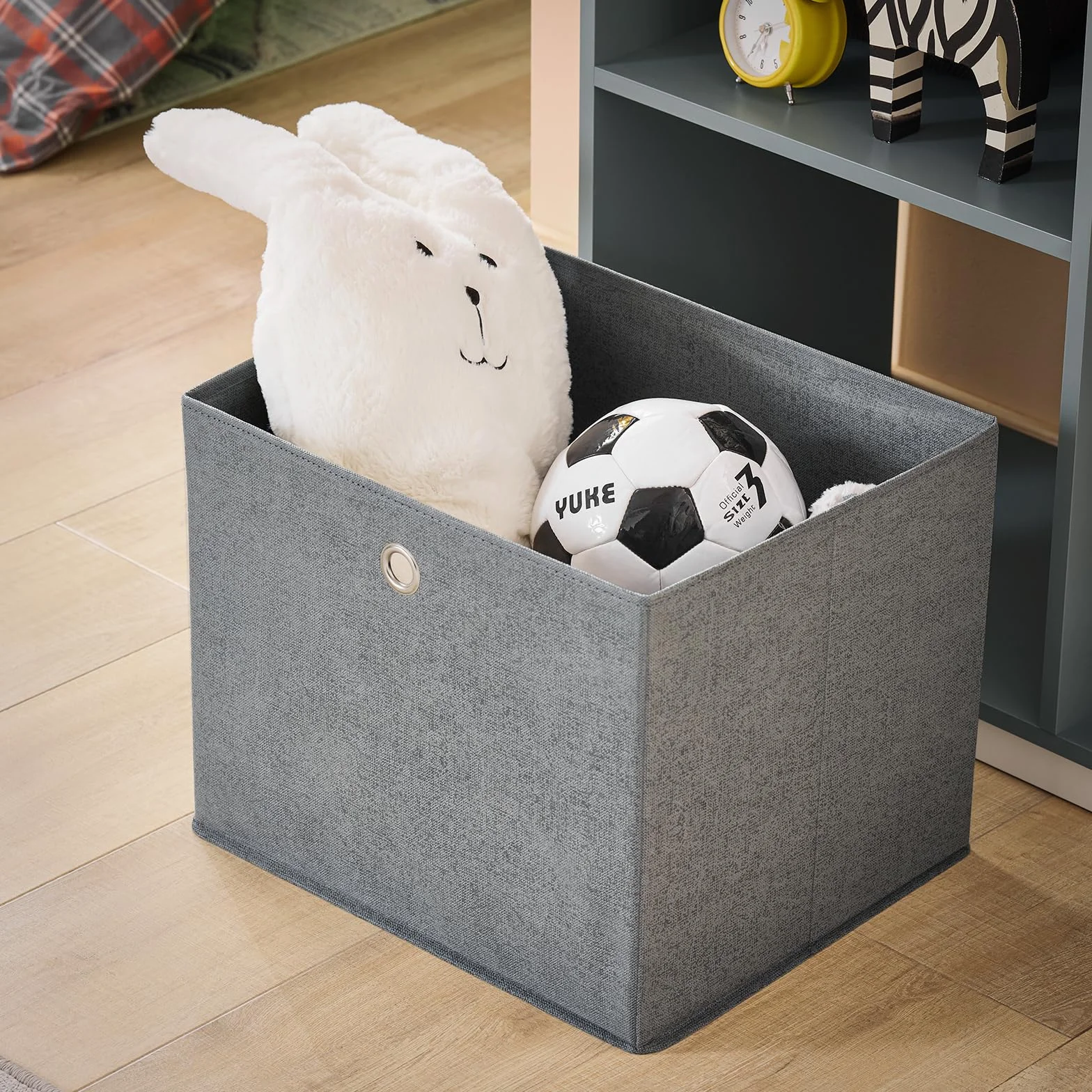 SoBuy Armadio Bambini 3 Scomparti Contenitore Tessuto Ganci Laterali Guardaroba Grigio 97x35x108 KMB40-HG