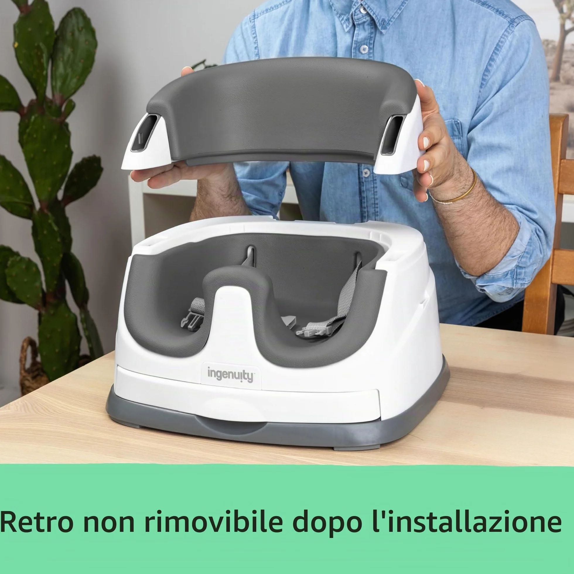 Ingenuity Baby Base 2-in-1 Rialzo da Sedia e Seggiolino per alimentazione con vassoio autoportante - Ardesia