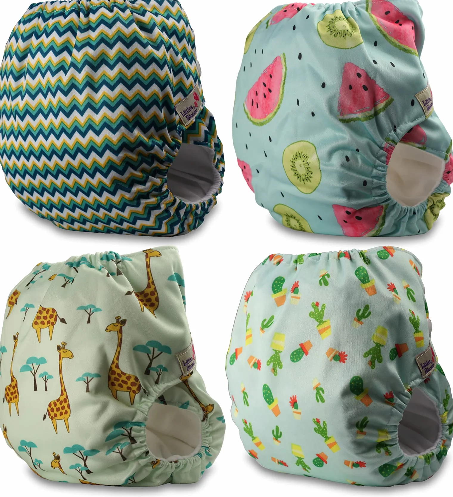 Littles and Bloomz FLP2-0401 Pannolino lavabile riutilizzabile con bottoni a pressione confezione da 4