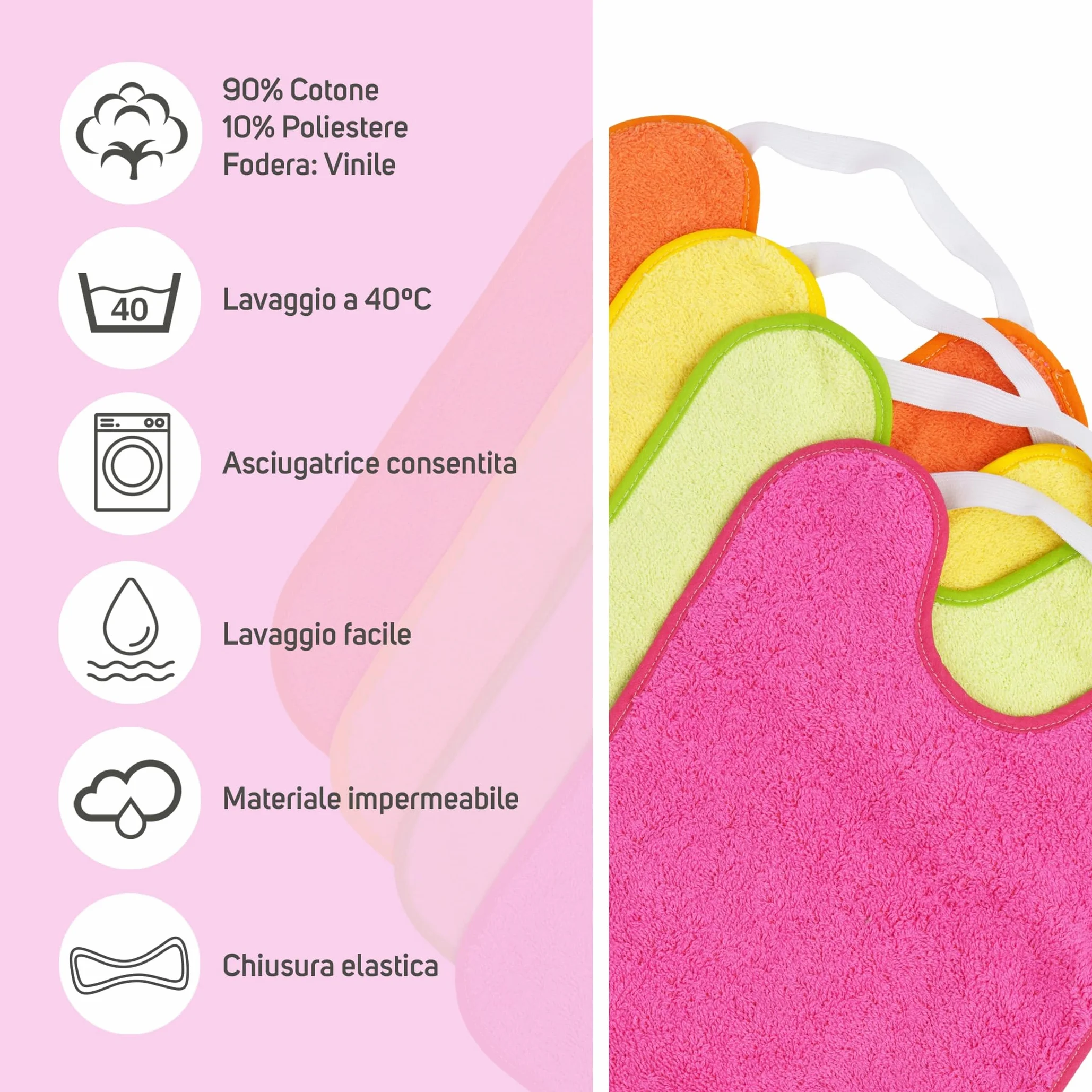 Bavaglini Impermeabili 4 Pezzi 90% Cotone 10% Poliestere 24x31 cm per Bambini 1 Anno