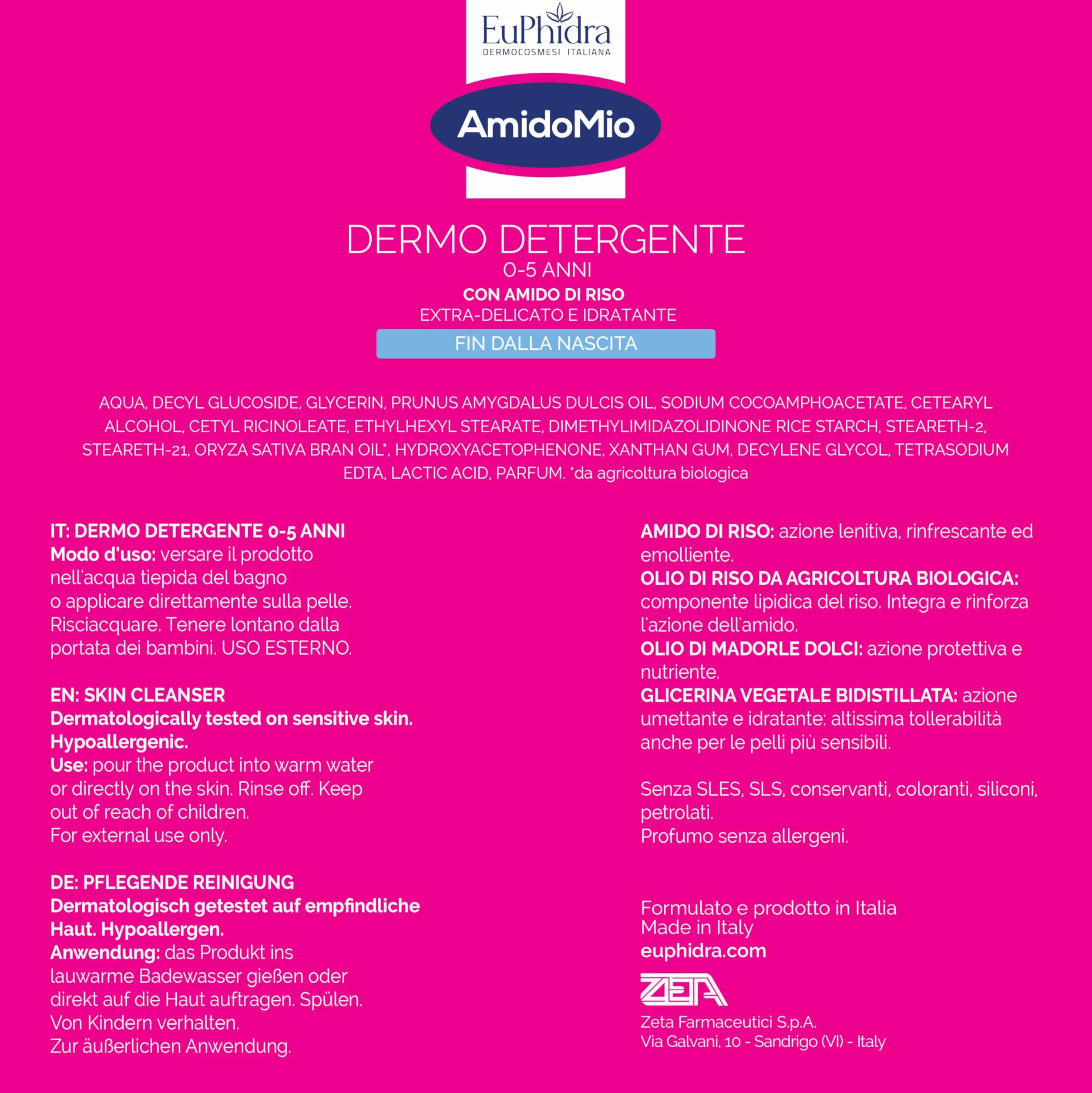 Euphidra AmidoMio Dermo Detergente 0-5 anni 400 ml pelle sensibile