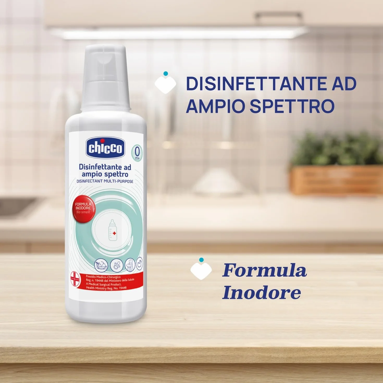Chicco Liquido Disinfettante Multiuso 1 Litro Igienizzante Biberon Tettarelle Succhietti Giochi Frutta Verdura