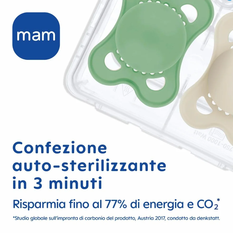 MAM Original Night Succhietto 6+ Mesi Set da 2, Ciuccio 6-16 mesi Luminescente al Buio, Tettarella in Caucciù, Verde/Neutro