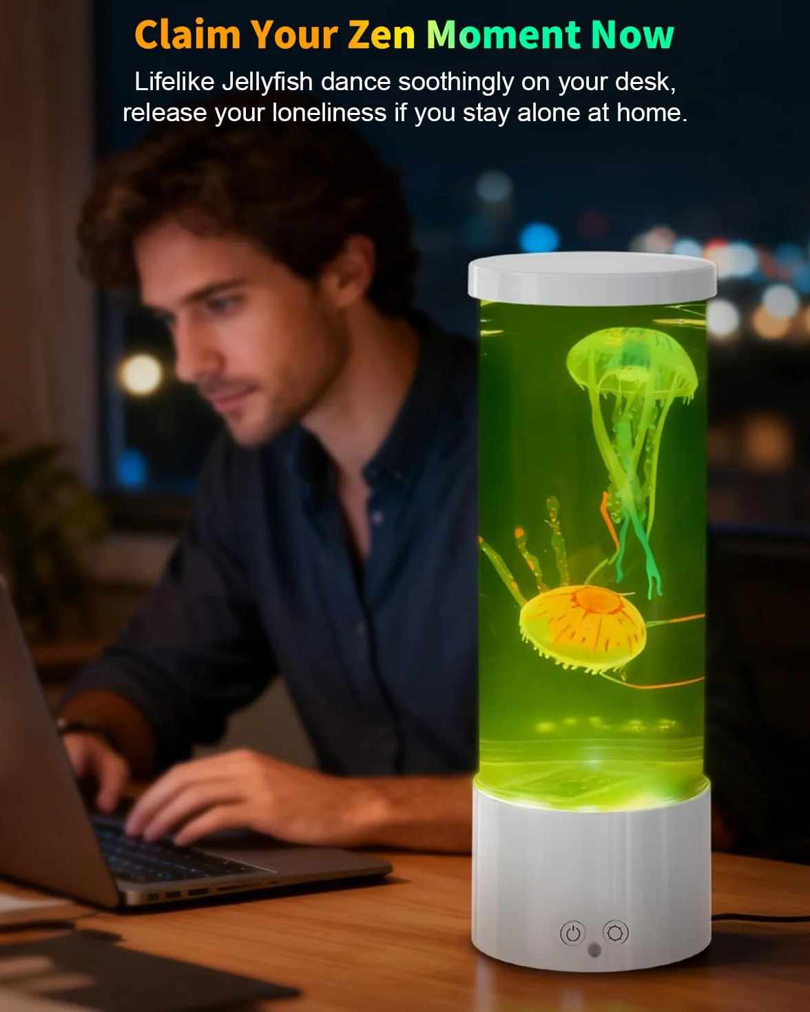 AONESY Lampada LED Jellyfish Lamp 17 colori, lampada lava Jellyfish Lamp acquario Auallen per bambini con telecomando, lampada acquario decorativa luce d'atmosfera-Bianco