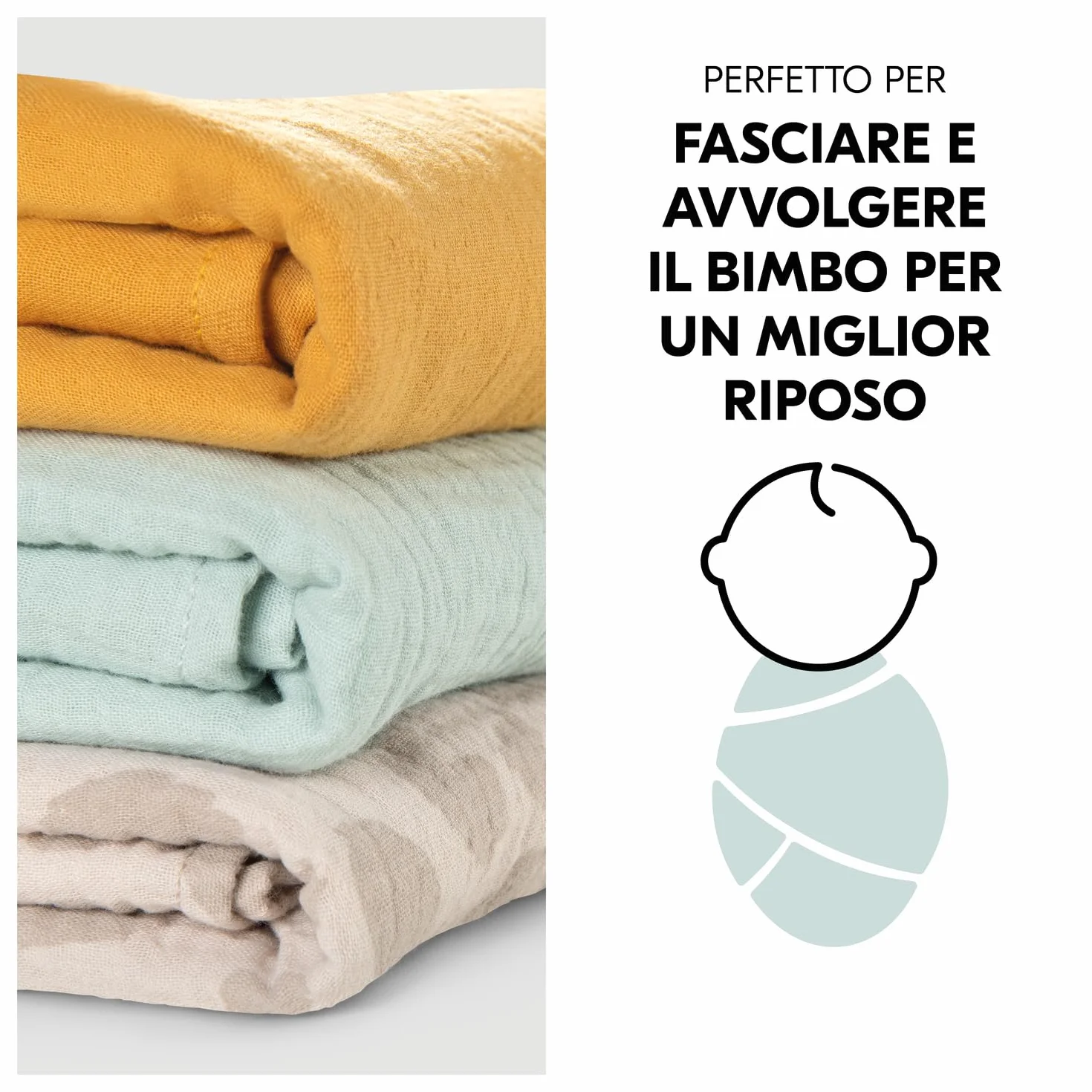 Hauck Cuddle N Clean Set 3 Pezzi Mussole Neonato 80 x 80 cm 100% Cotone Traspirante