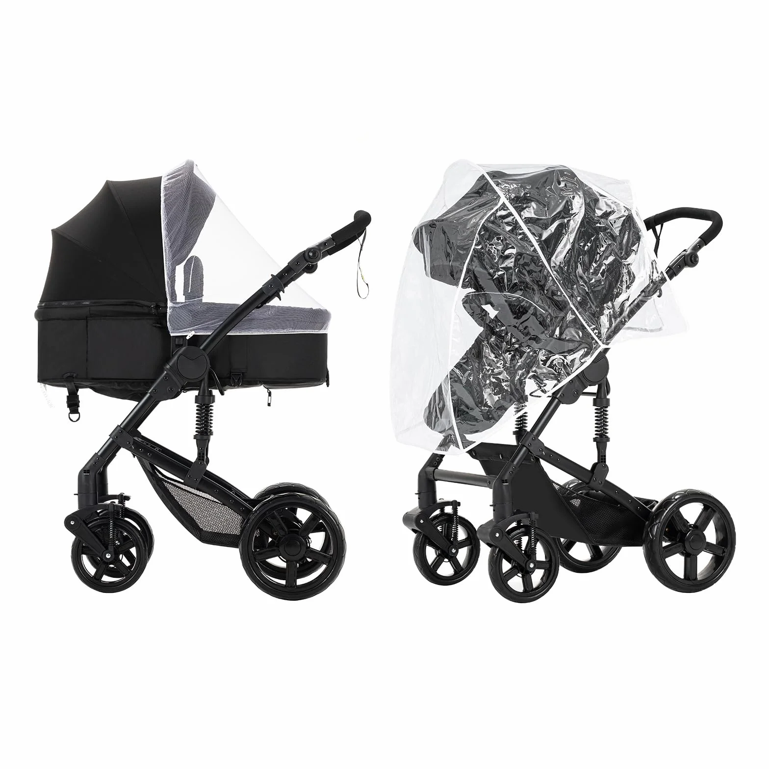 Magic ZC Passeggino Trio 3 w 1, Carrozzina Neonati Pieghevole, Spinta Reversibile, Czarny