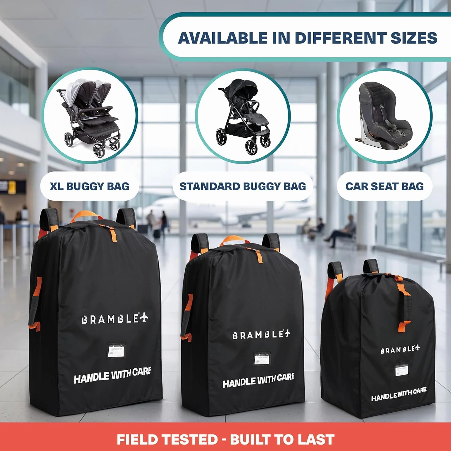 Bramble Borsa da Trasporto Passeggino per Aereo Gate Check Nylon Balistico Idrorepellente 90x60x35 cm Nero