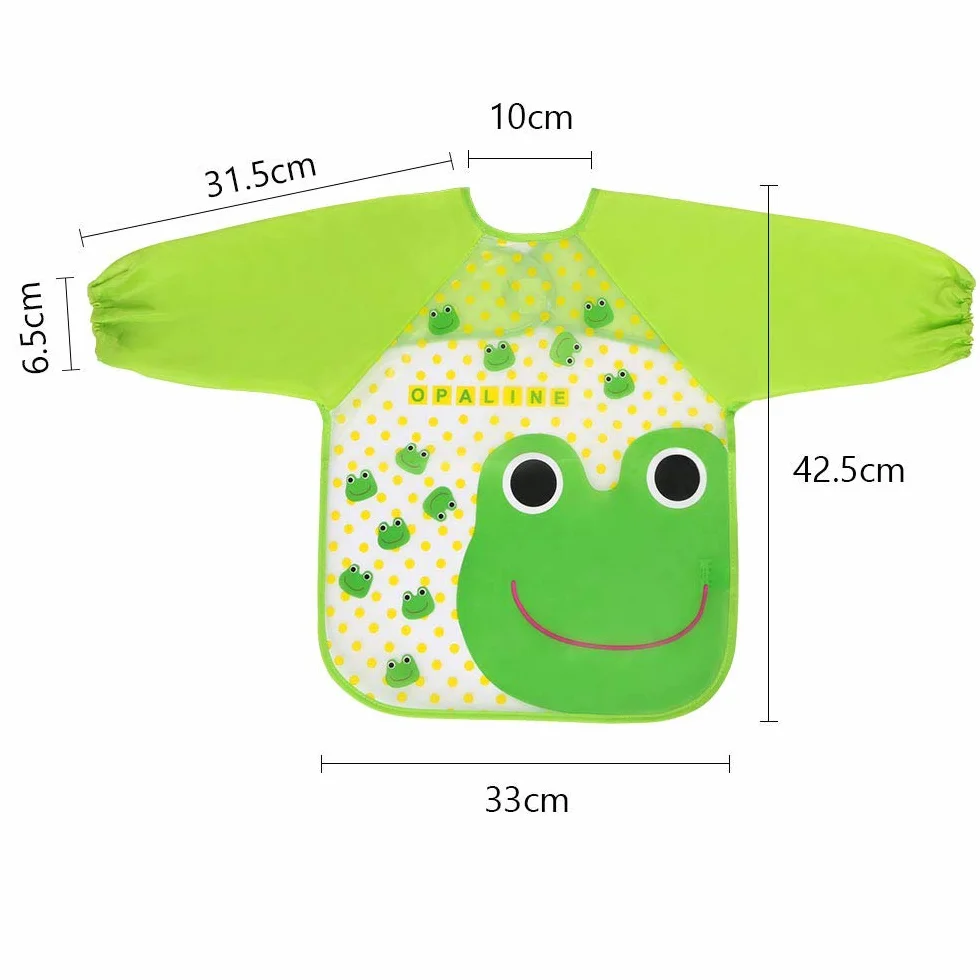 Vicloon Set di 4 Bavaglini Impermeabili con Maniche Lunghe per Bambini 6-36 Mesi