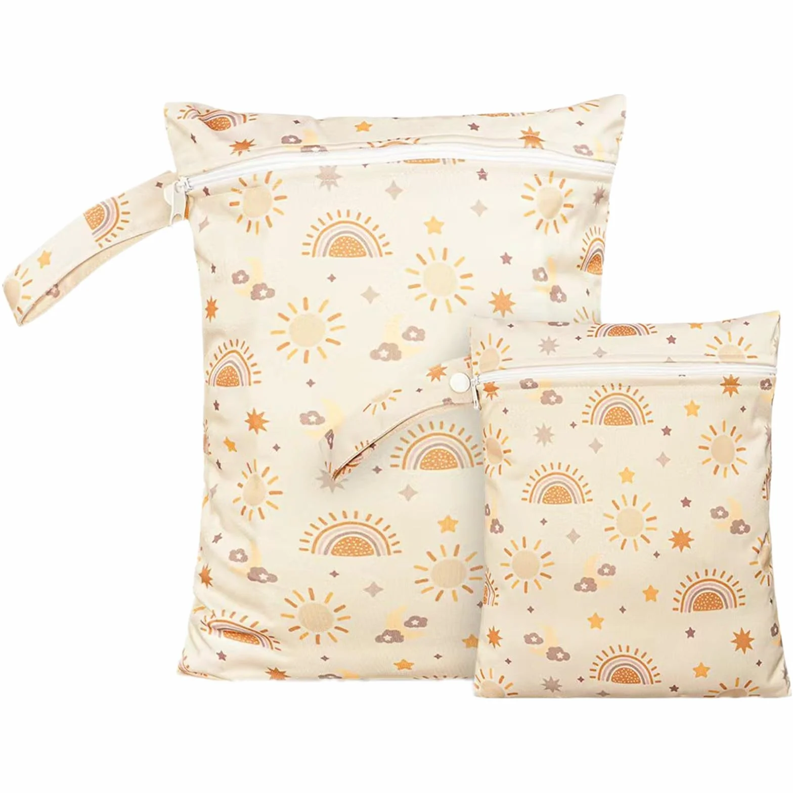Wet Bag Impermeabile 2 Misure Borsa Riutilizzabile Pannolini Tiralatte Tasche Zip Manico Set da 2