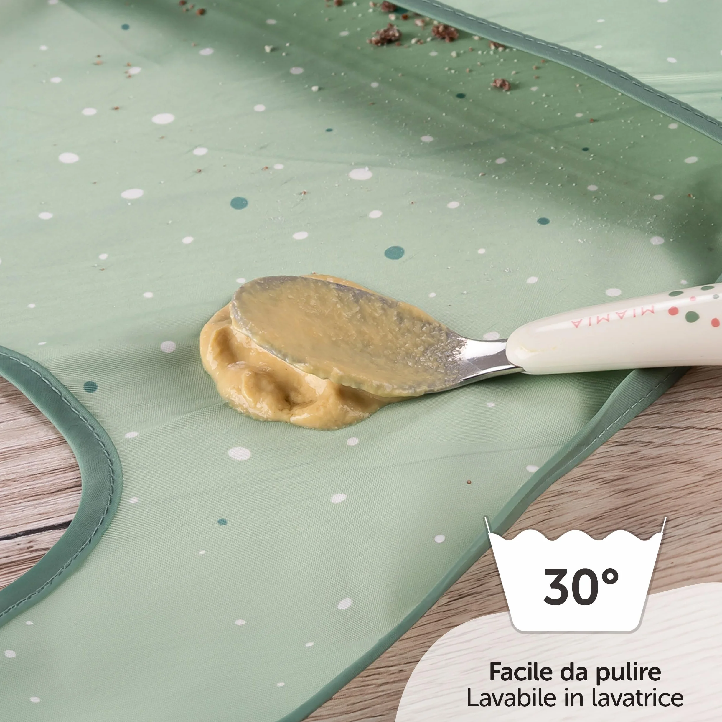 MiaMia Bavaglini Neonato Impermeabili 5pz Bavette con Tasca Chiusura a Strappo Testato OekoTex 100 Lavabile Verde