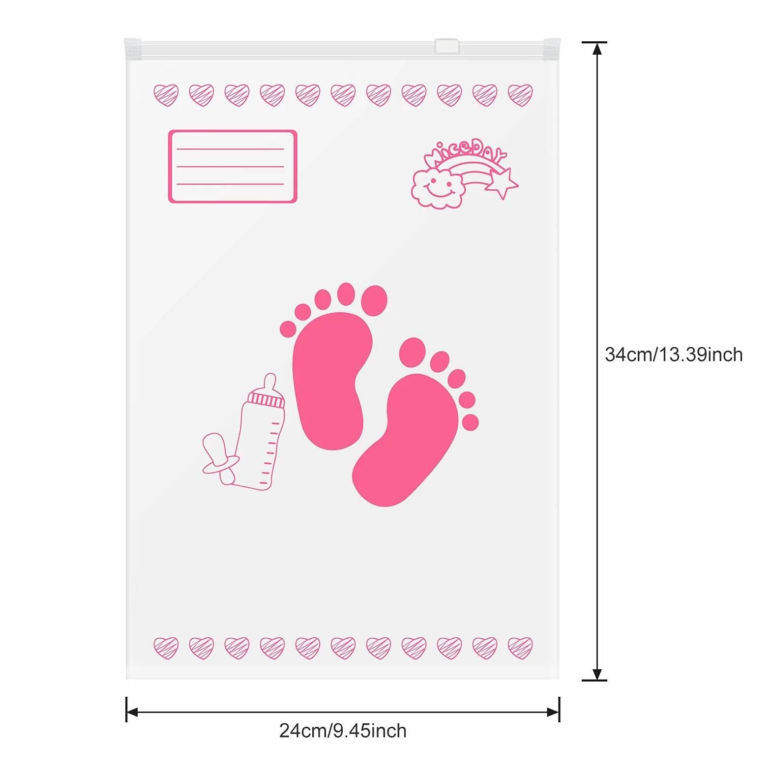 Leenou Corredino Neonato Bustine Ospedale Cambio Trasparenti PE Glassato 34x24 cm Rosa