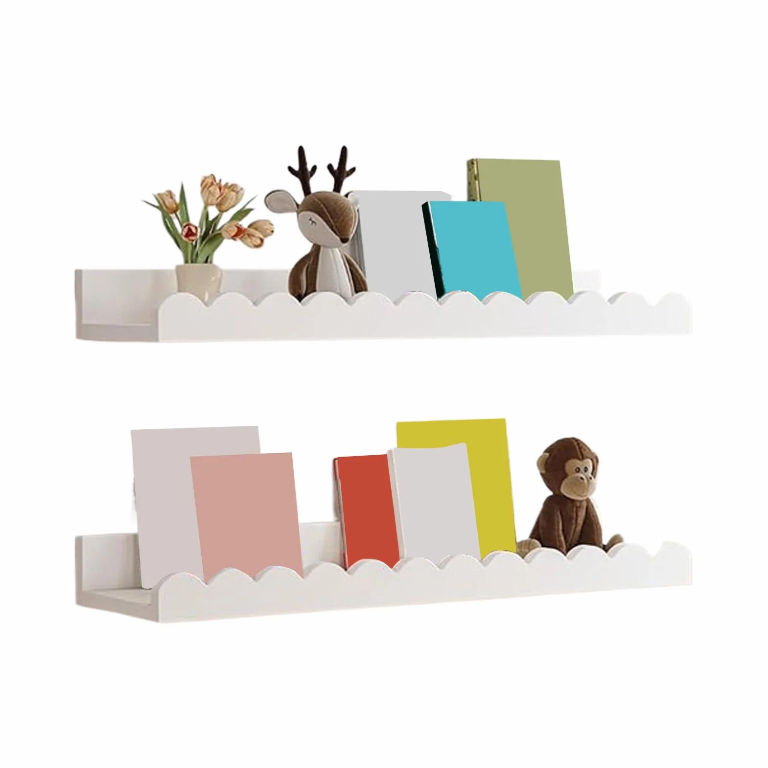 Mensole da parete per libri 2 ripiani Scaffale galleggiante in legno per bambini bagno camera da letto