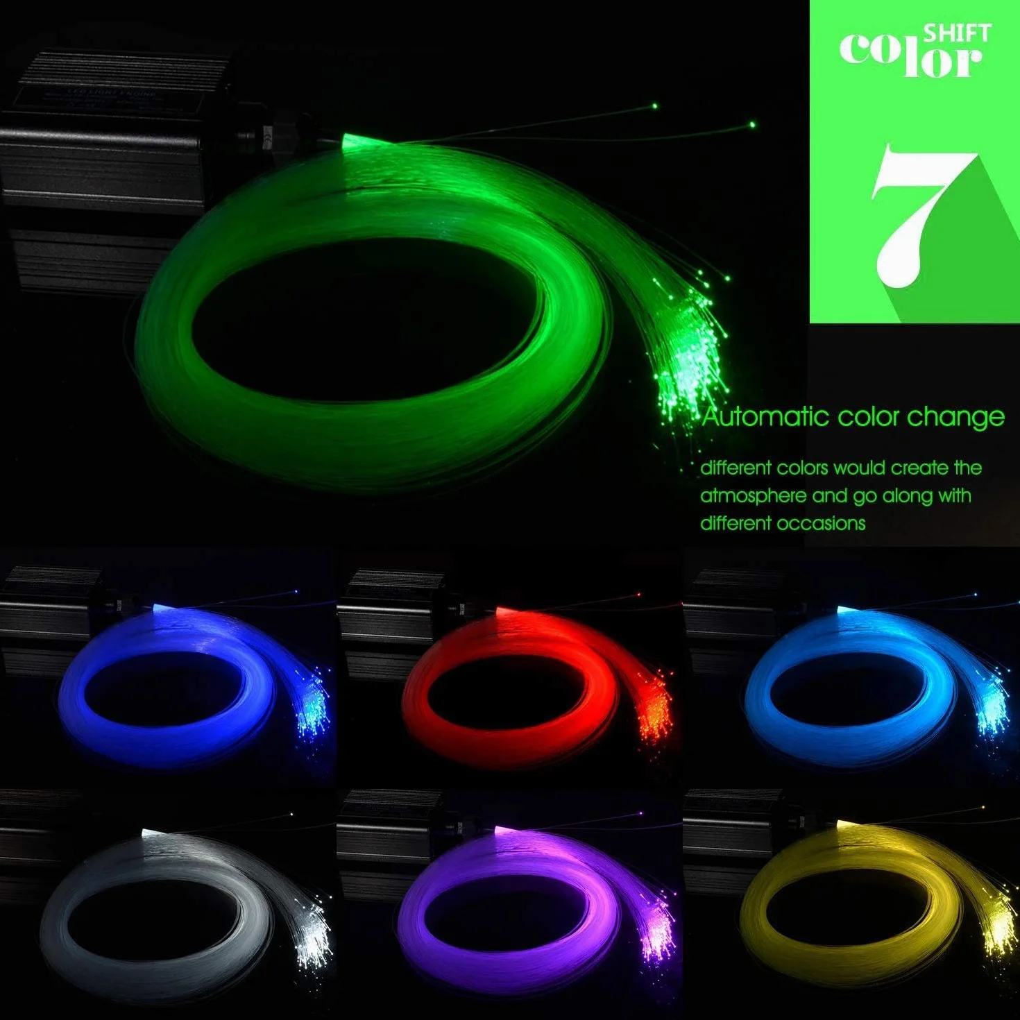 DEWEL Luce in Fibra Ottica, 16W RGBW Cielo Stellato, 450 pz*0.75mm*2m LED per Casa/Auto, Telecomando a 28 Tasti/Starry Sky Plafoniere Kit per Soffitto Room Decor