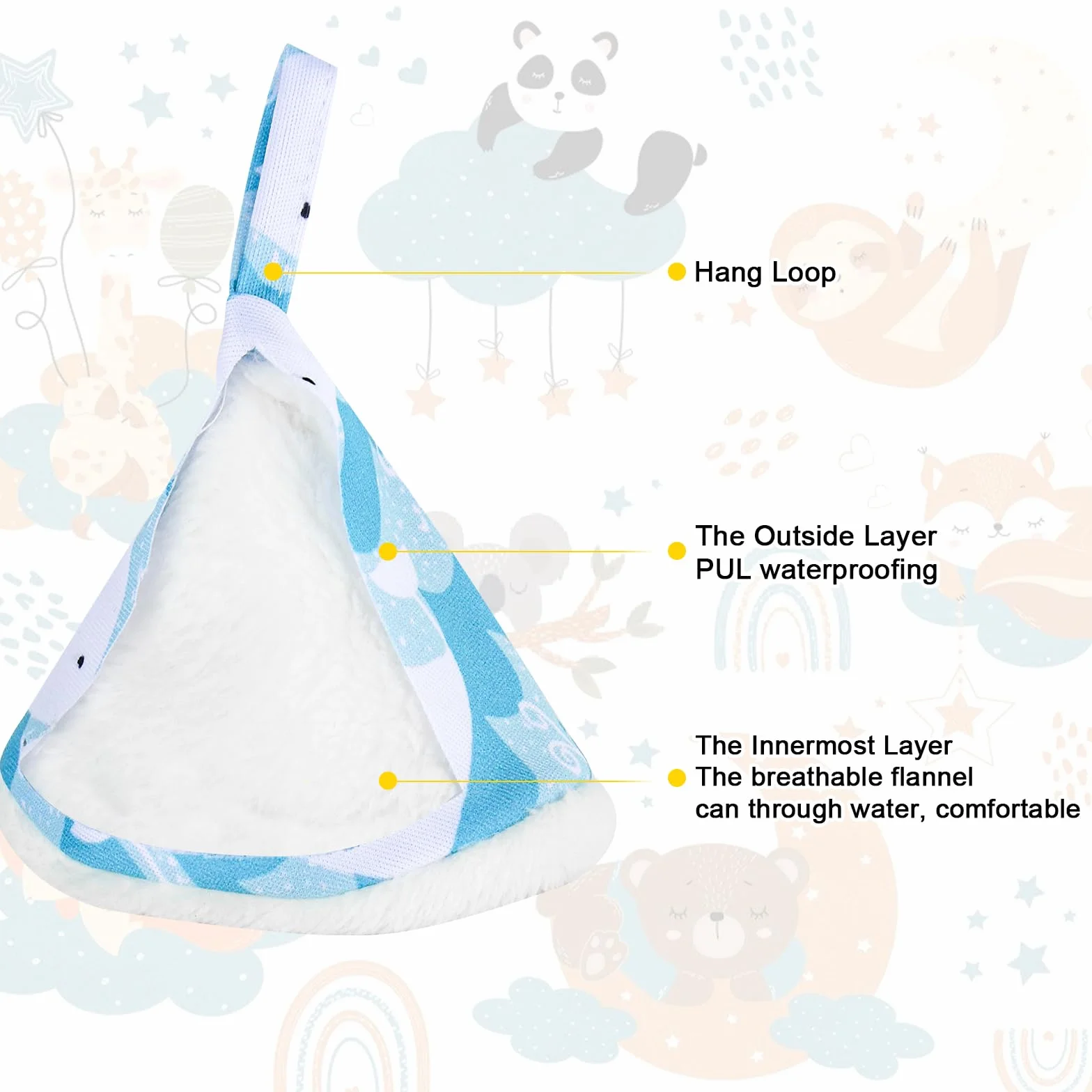 Pipi Tipi 12 protezioni per pannolini neonati con borsa bagnata assorbente