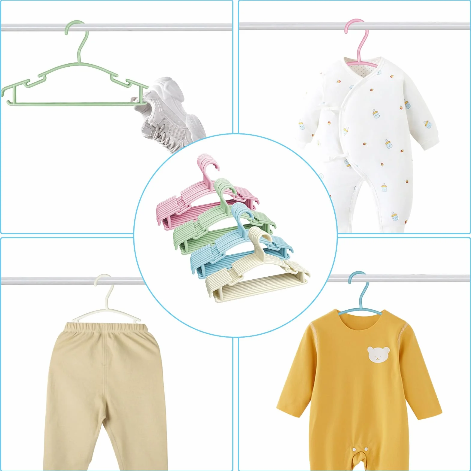 Lectorias Grucce Appendiabiti Bambini Plastica 28cm 4 Colori Antiscivolo con Ganci per Neonati