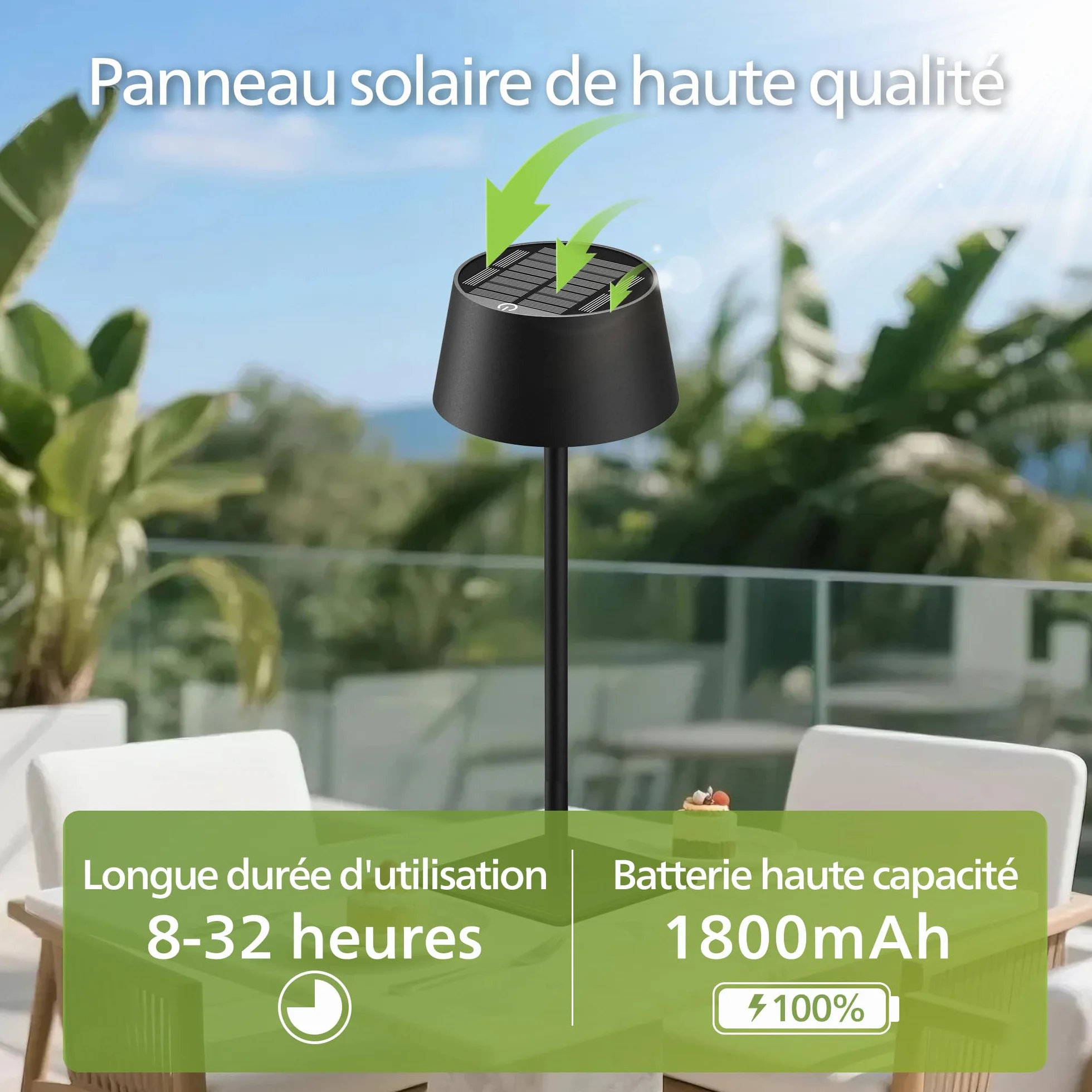 Philips Lampada da Tavolo Solare da Esterno, Luce LED Portatile, Senza Fili a Batteria Altezza Regolabile 2 Posizioni, Comando Touch e Gradazione Continua