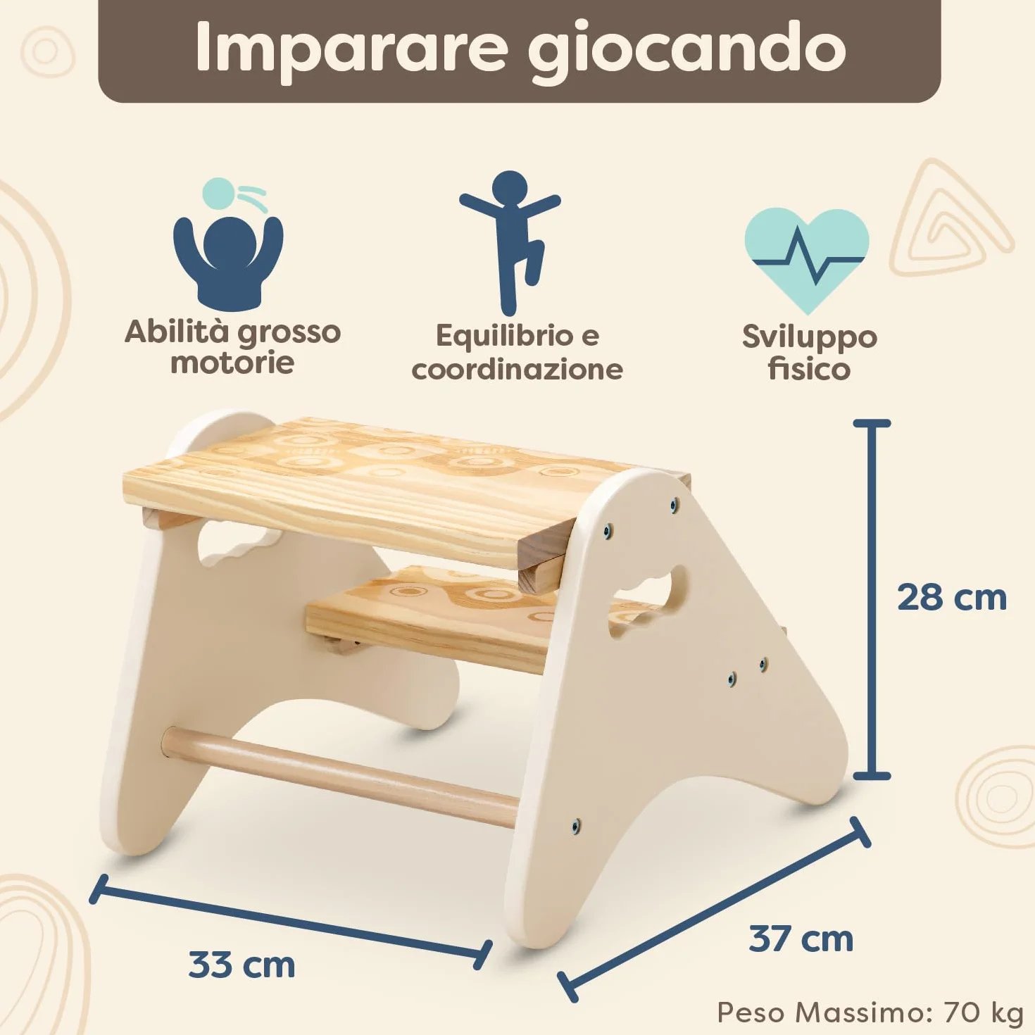 B. toys Peek-A-Boost Sgabello di legno per bambini 2 anni+